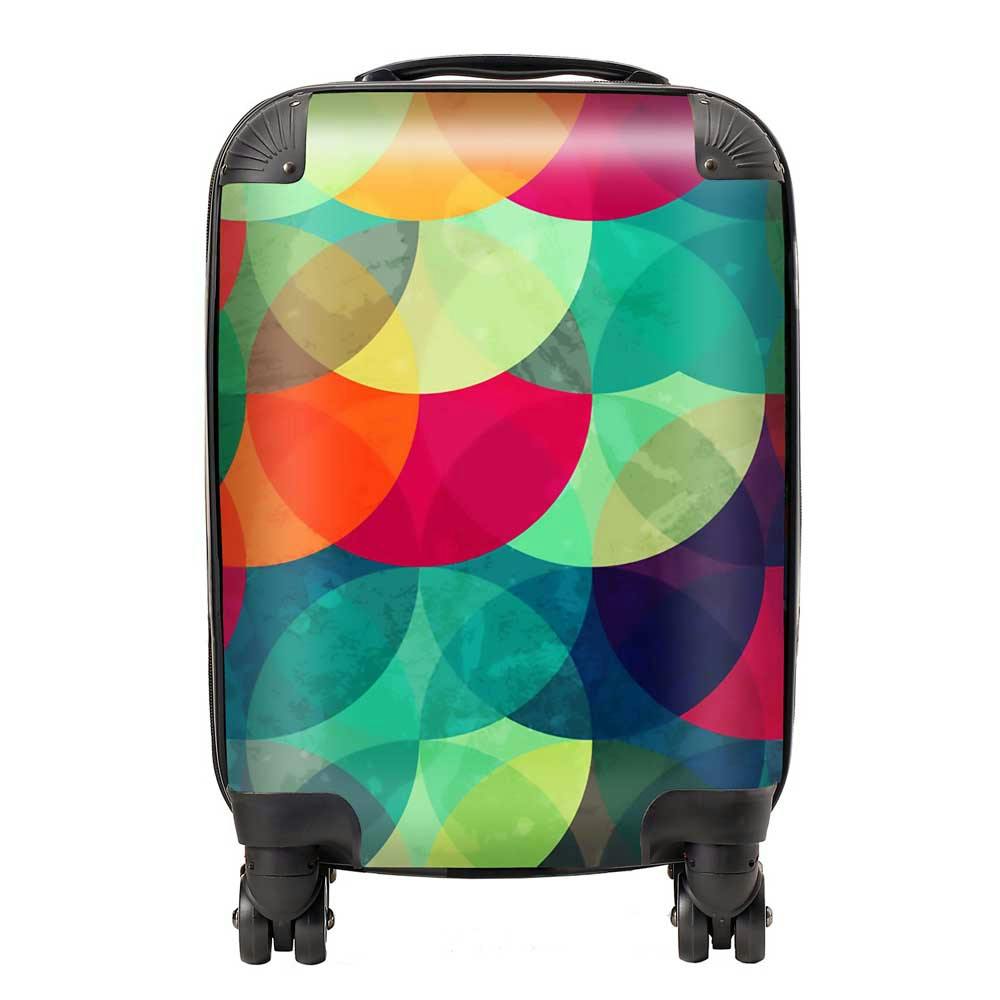 Warren Reed Orange/Pink Colourful Grunge Circle Pattern Suitcase - Small