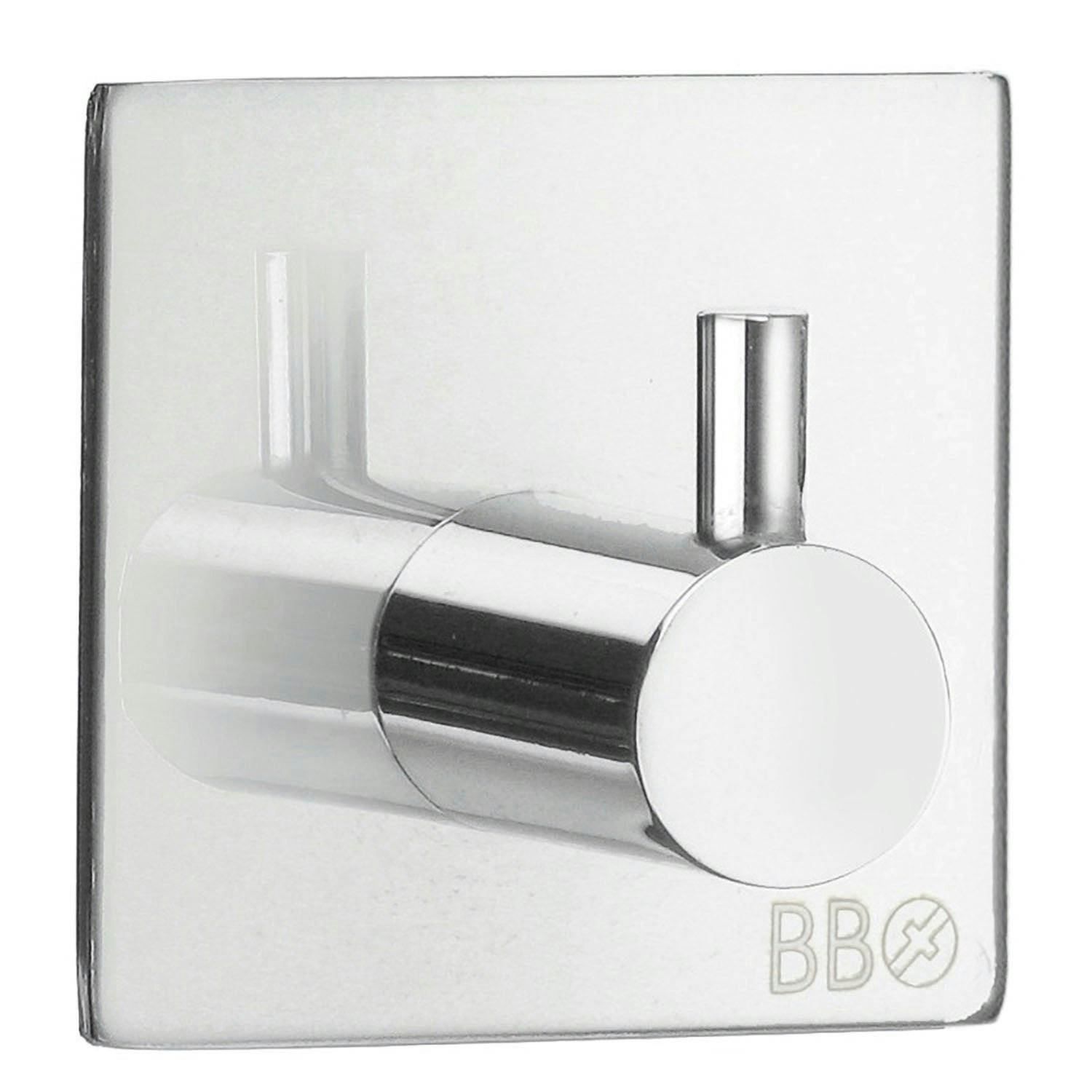 Rackhams Chrome Stainless Steel Single Towel Hook (45 X 45Mm) Self Adhesive Bathroom Wall Mounted