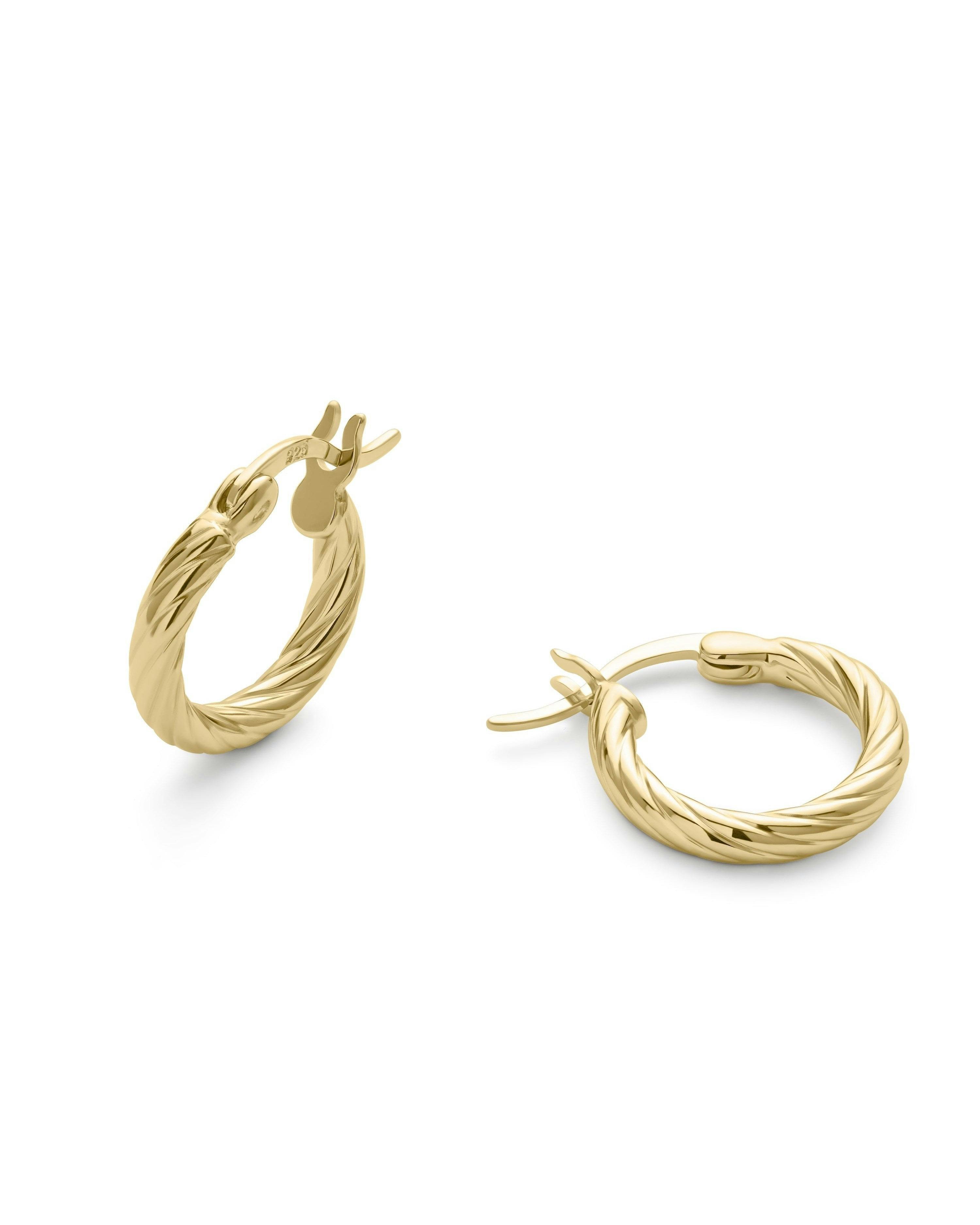 Elk & Bloom Gold Small Plated Twist Huggie Hoop Earrings - No Thank You