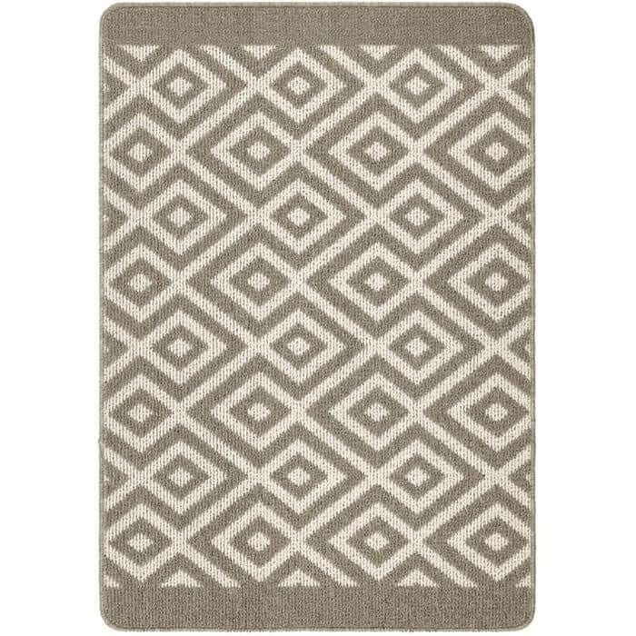 The Rugs Beige Diamond Washable Mat And Runner - 67X100 Cm