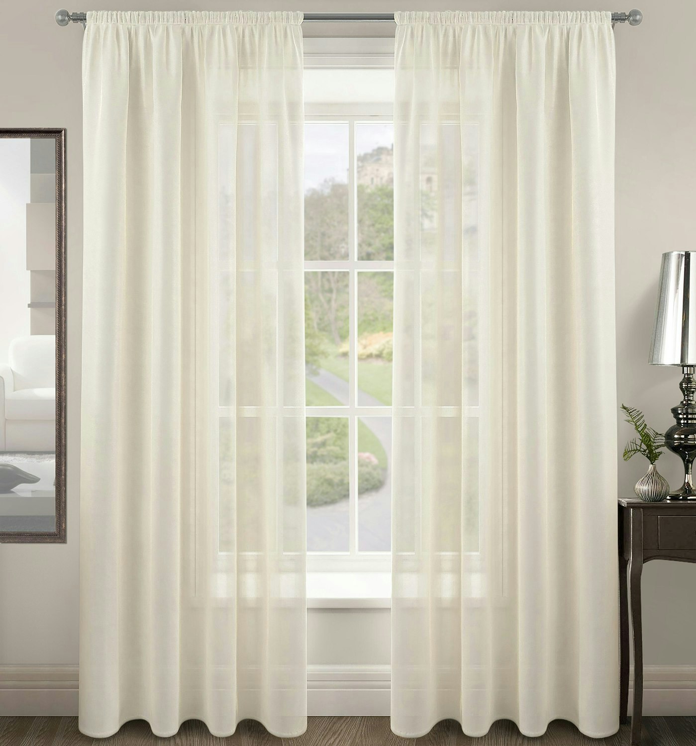Rackhams Cream Riva Slot Top Voile Panel - 150Cm X 137Cm