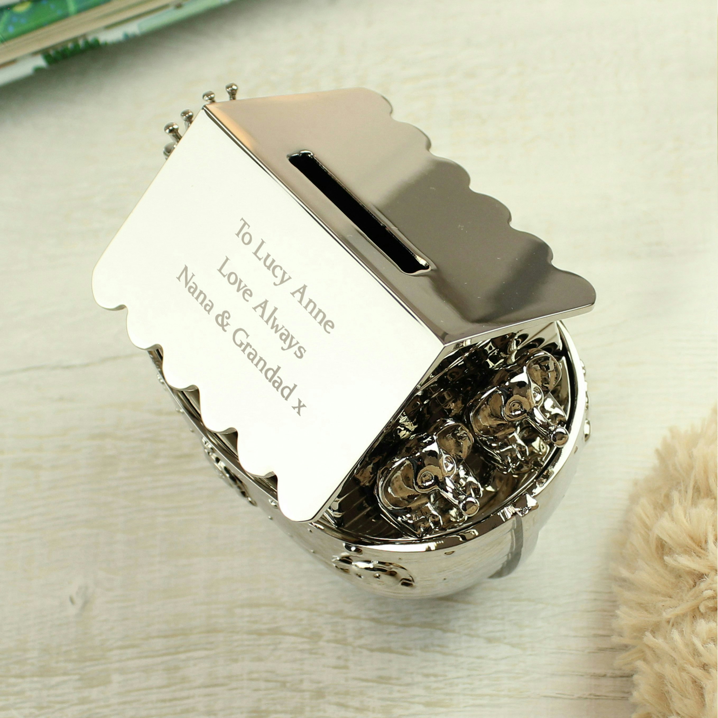 Rackhams Silver Personalised Noahs Ark Money Box