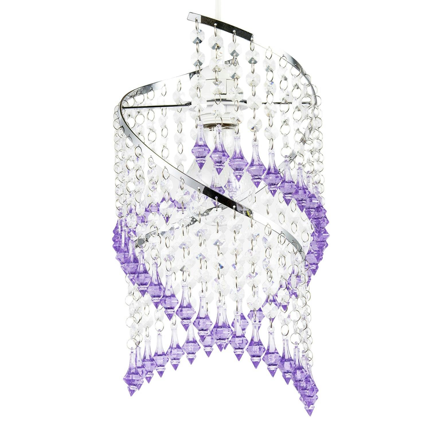 Happy Homewares Purple Modern Spiral Waterfall Pendant Shade With And Clear Acrylic