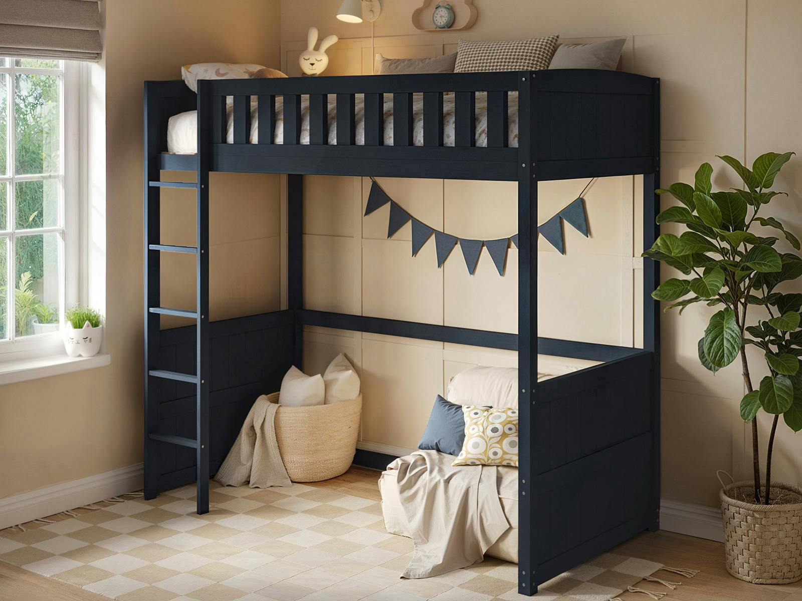B&Q -  Bea Wooden High Sleeper Navy - Image 6