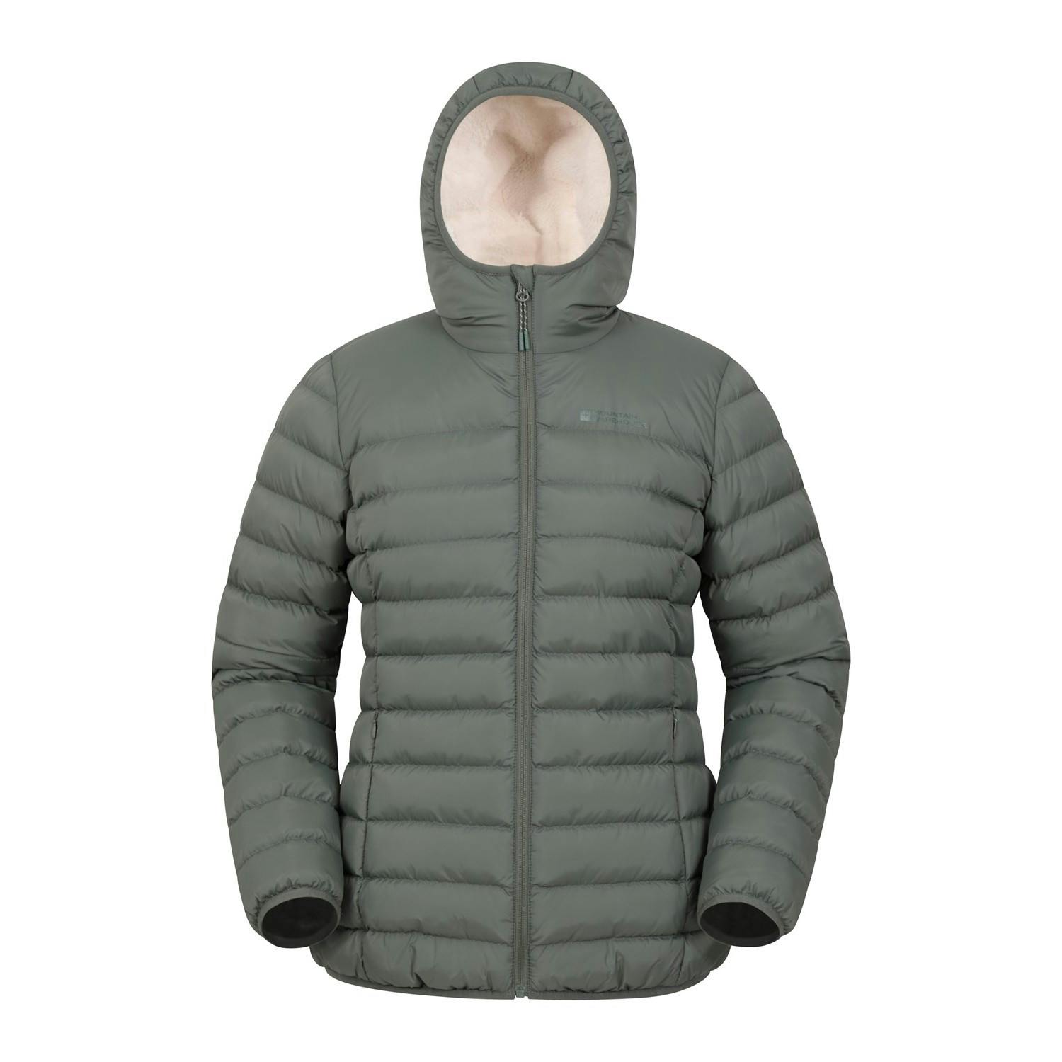 Mountain Warehouse Women's Green / Faux Fur Lined Padded Jacket - Khaki - 18 Uk - Khaki - 100% Polyamide