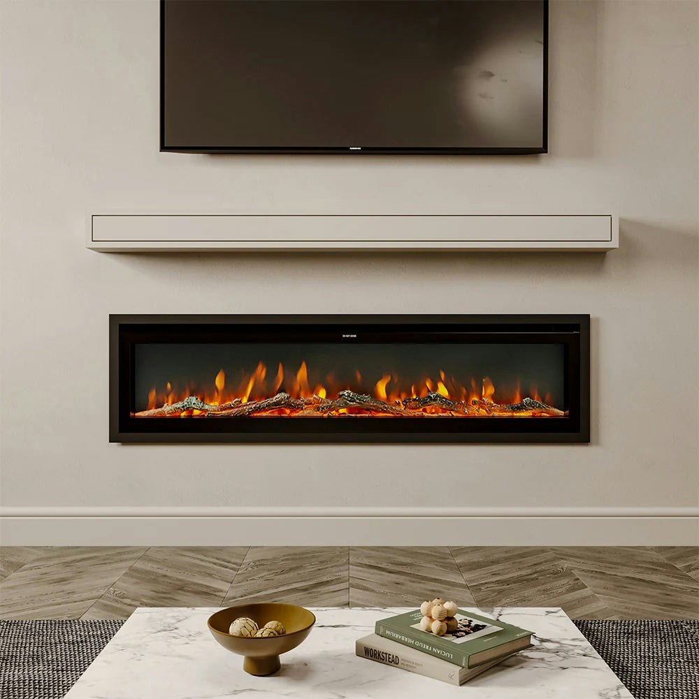 Living And Home Black 70/80 Inch Electric Fireplace With Remote 9 Flame Colours Freestanding Fireplaces - 70 Inch