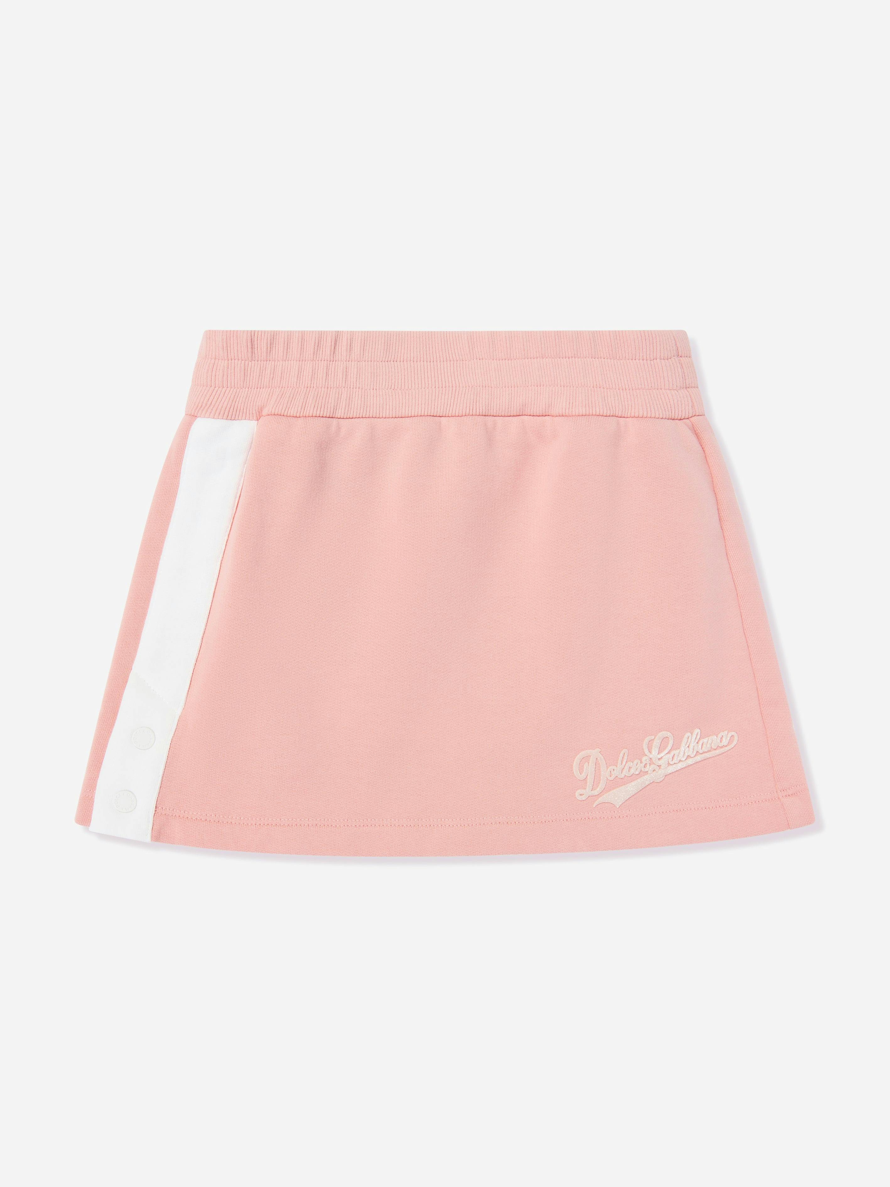 Dolce & Gabbana Kids Girls Pink Dolce & Gabbana Flock Logo Skirt In - 4 Yrs