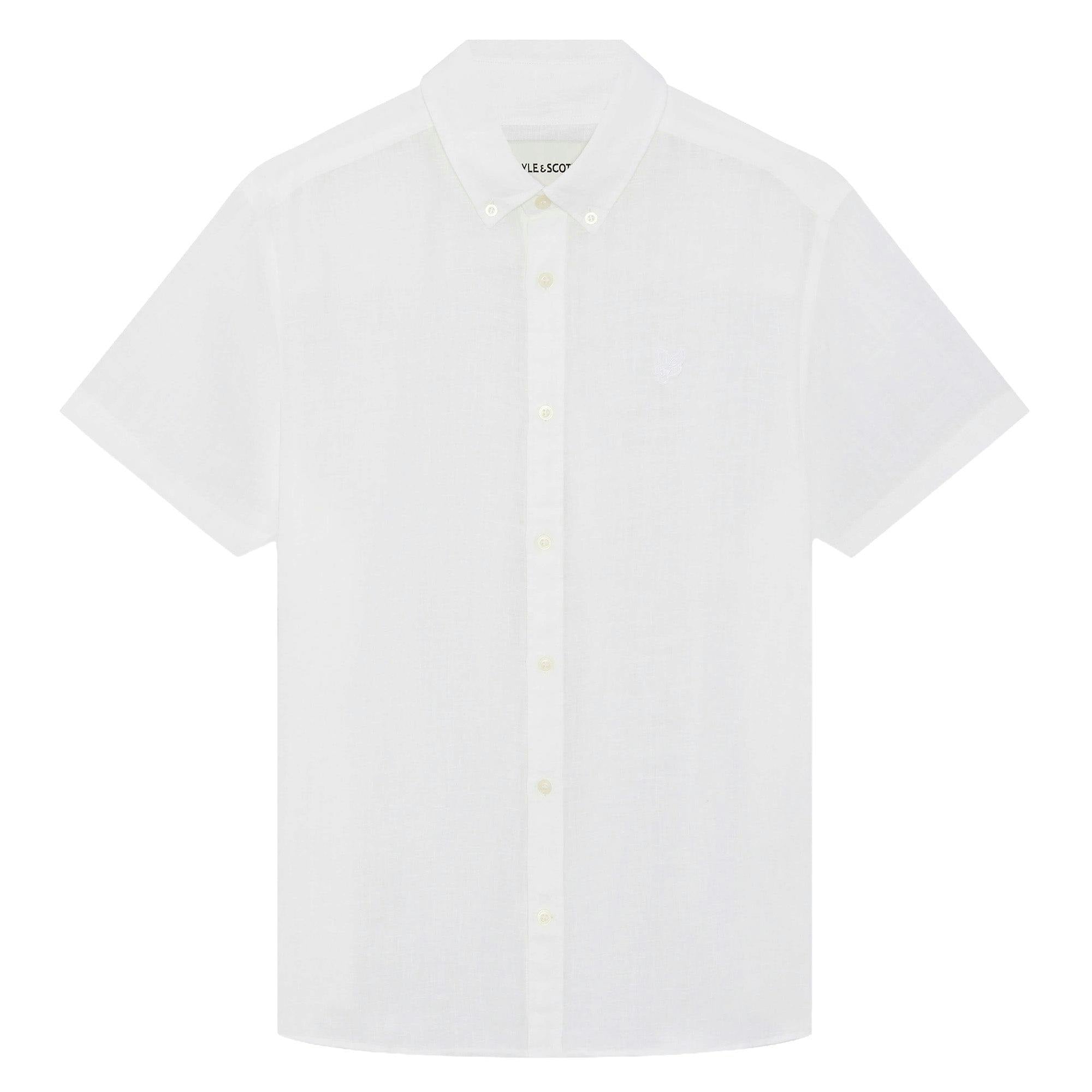 Lyle & Scott Men's White Short Sleeve Linen Shirt - XX-Large
