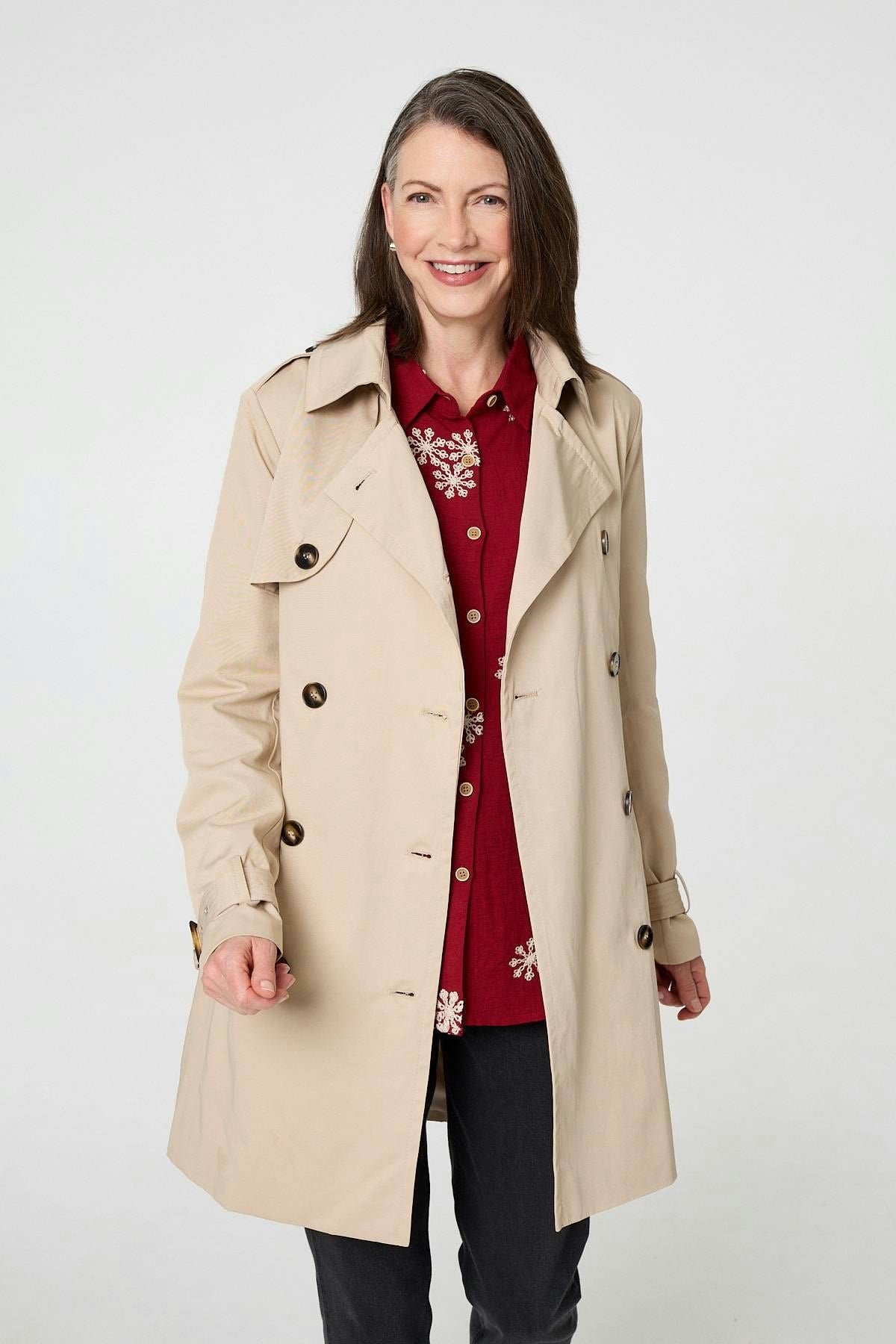 Izabel London Beige Relaxed Double-Breasted Trench Coat - 8