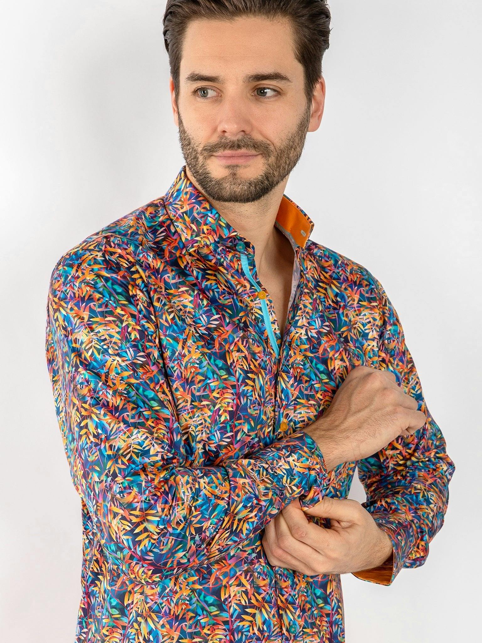 Claudio Lugli Men's White Leaves Print Shirt - Multicolour - Image 2