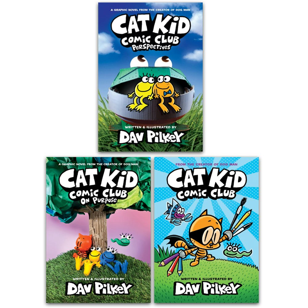 Scholastic Cat Kid Comic Club Collection 3 Books By Dav Pilkey (Cat Kid Comic Club, On Purpose, Perspective)