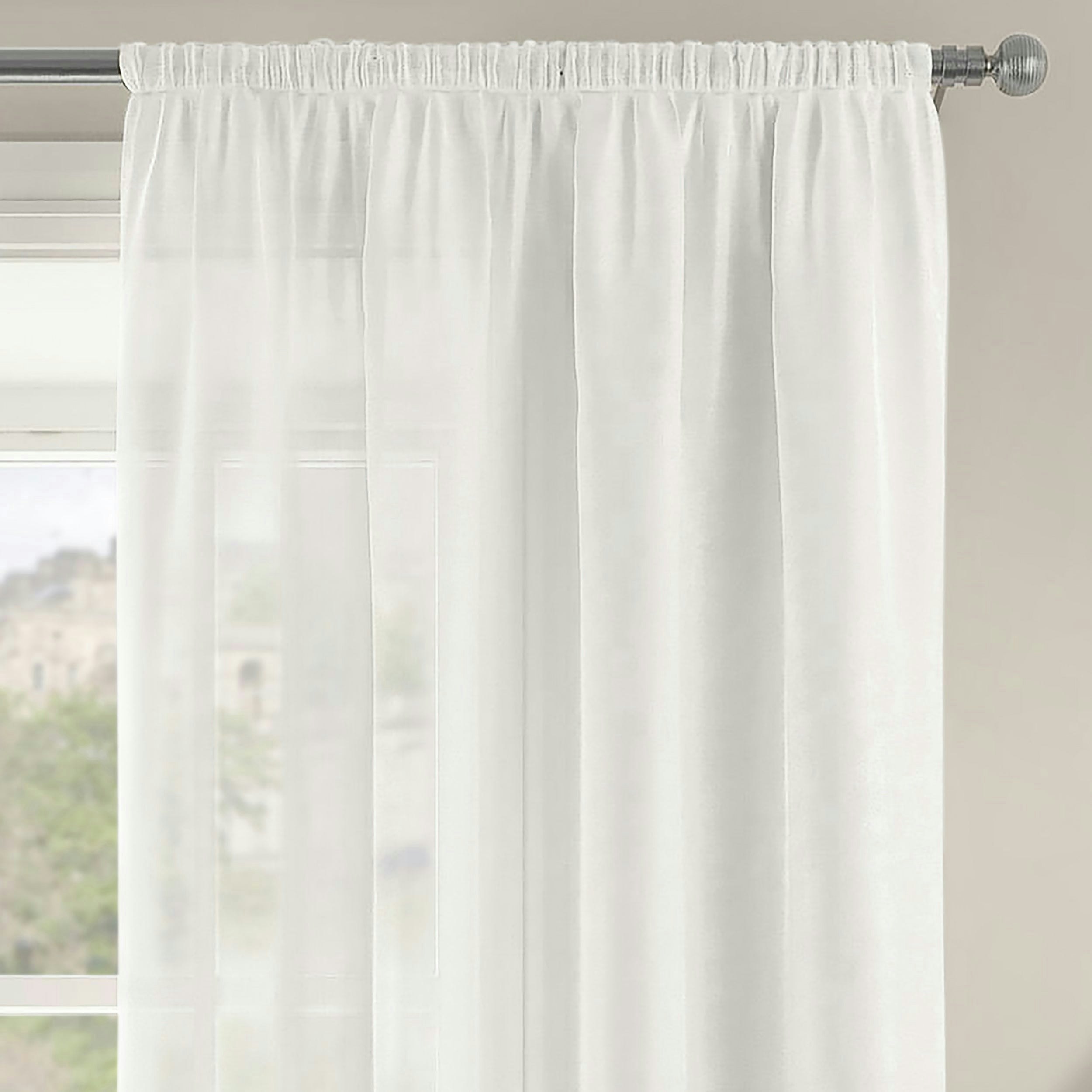 Velosso White Riva Slot Top Voile Panel - 150Cm X 122Cm