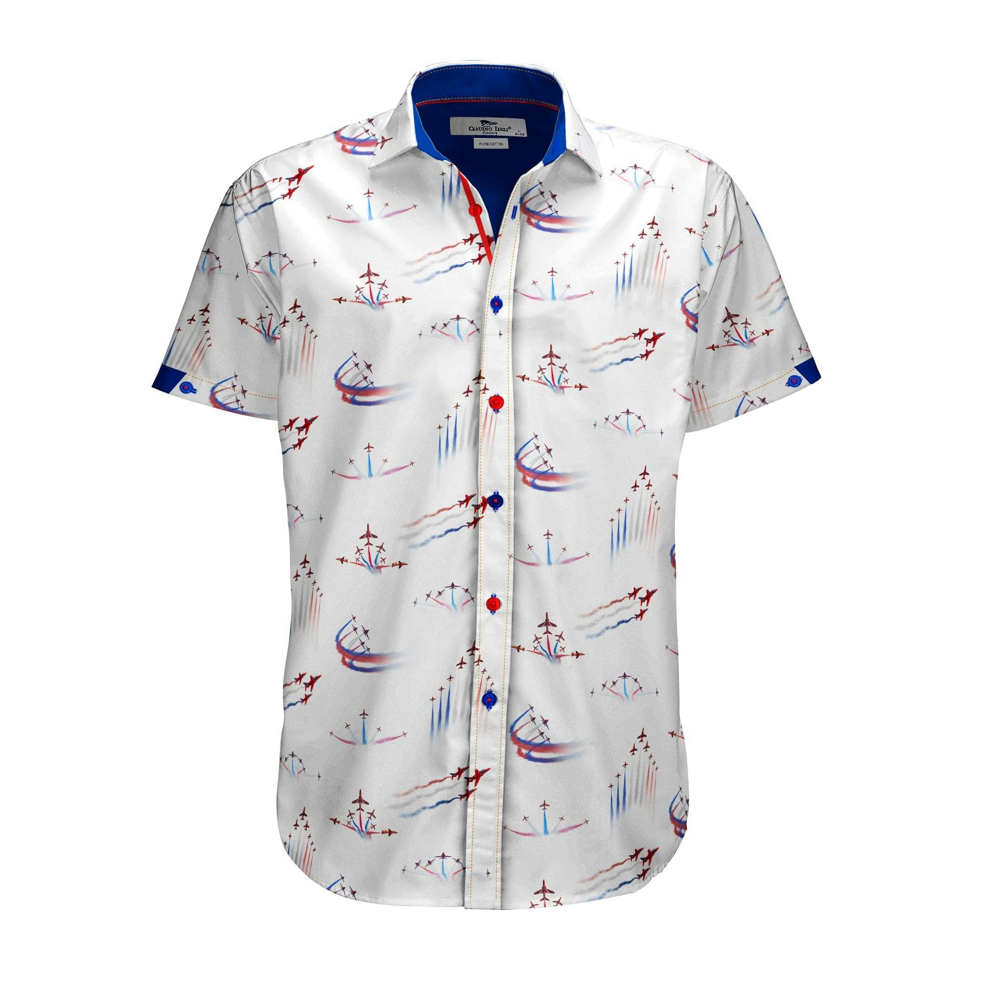 Claudio Lugli Men's White Red Arrows Short Sleeve Shirt - Image 2