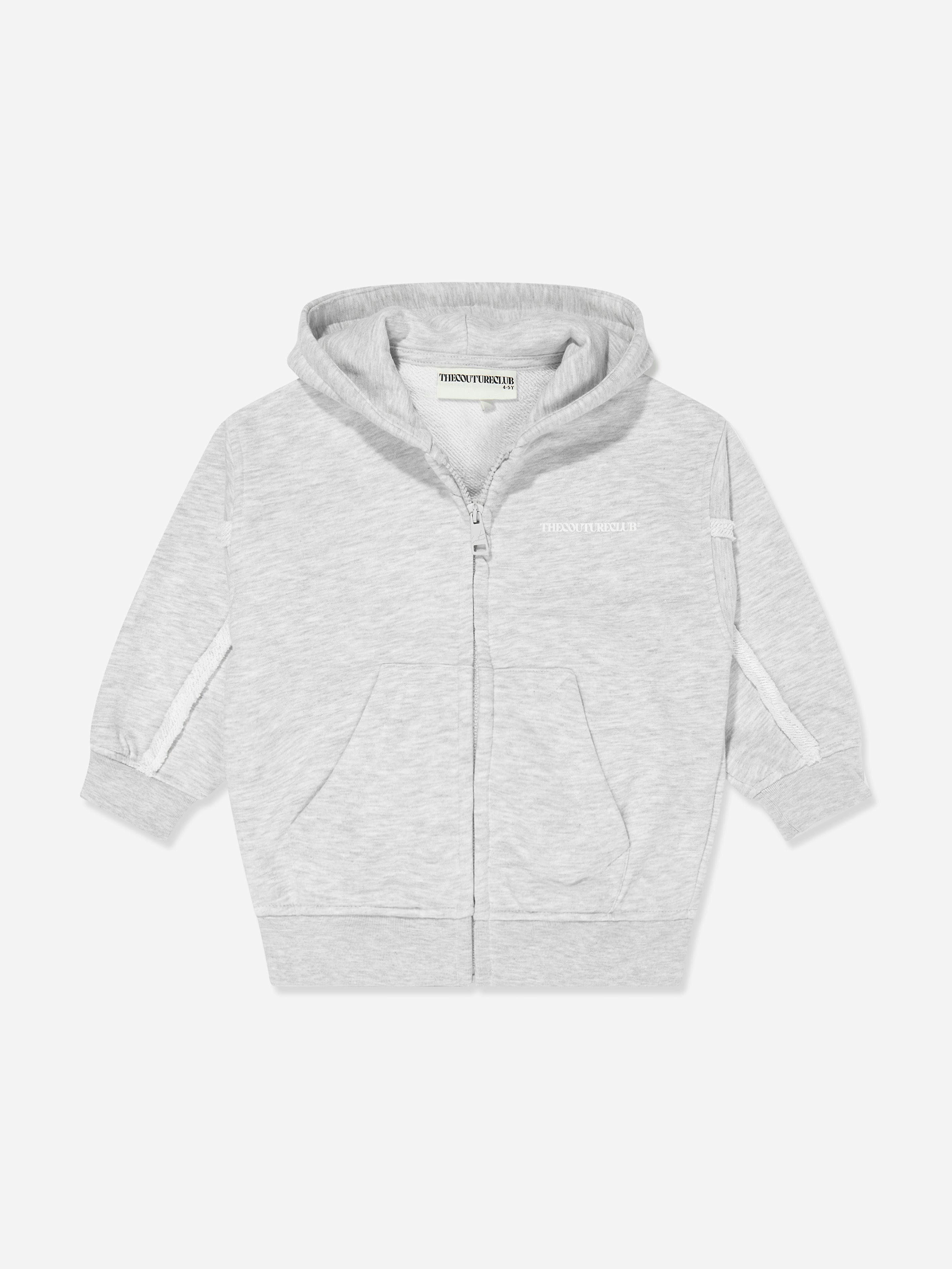The Couture Club Grey Kids Raw Seam Members Only Zip Up In - 6 - 7 Yrs