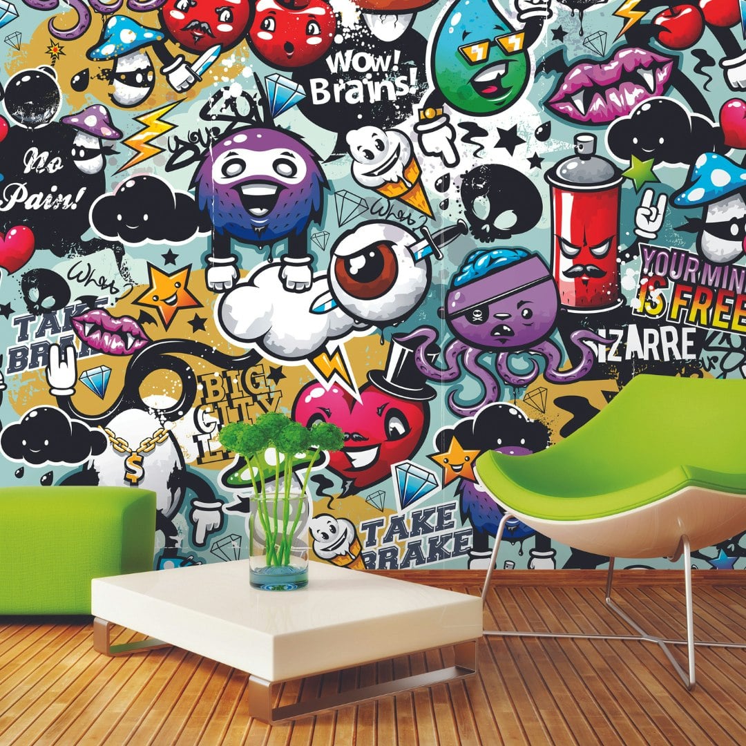 Rackhams Graffiti Monster Wall Mural - Medium - W300cm X H240cm