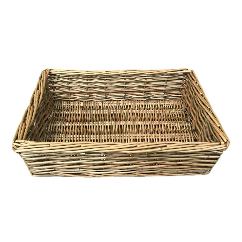 Red Hamper Antique Wash Rectangular Straight Sided Wicker Tray - Large