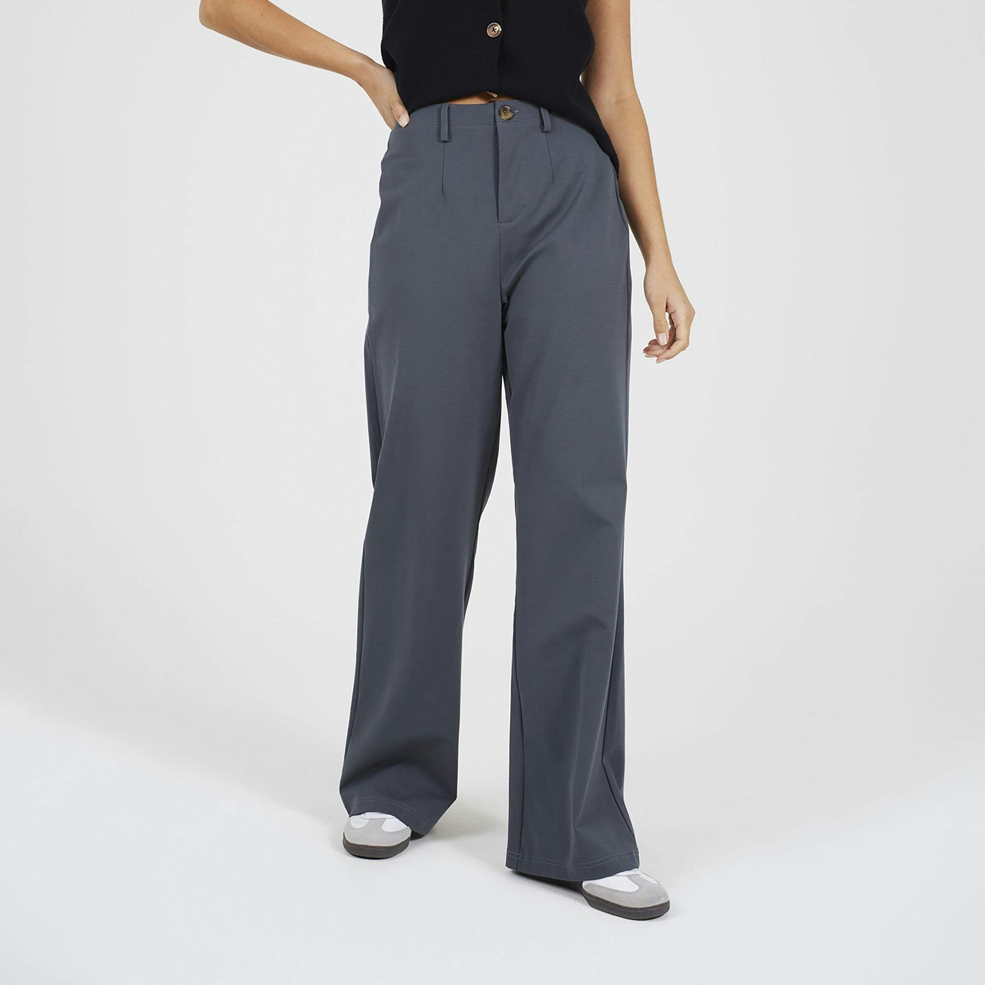 Brave Soul Straight Leg Jersey Trousers - Charcoal - Charcoal - Xs