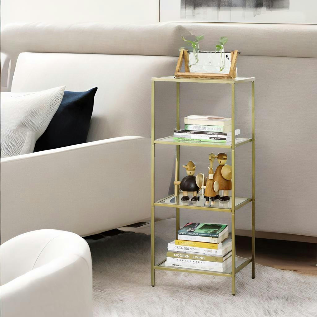 Rackhams Gold Glass 4 Tier Side End Table