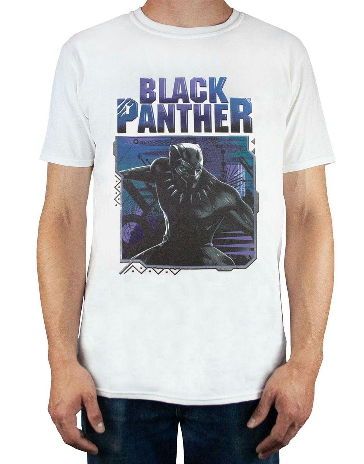 Vanilla Underground Men's White/Black Marvel Panther Short Sleeved T-Shirt - Small