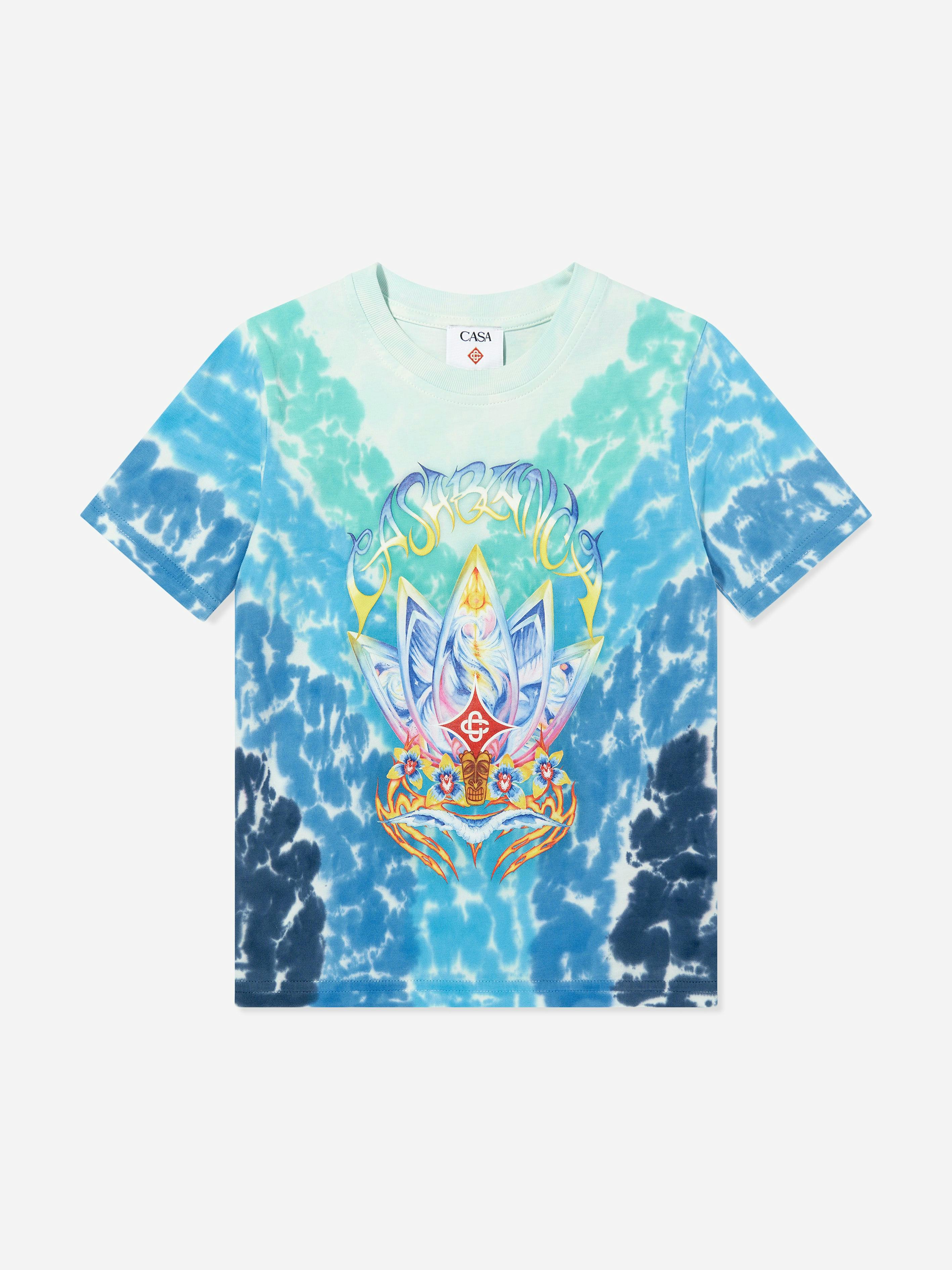 Casablanca Boys Blue Surf Lotus Tie-Dye T-Shirt In - 11 - 12 Yrs