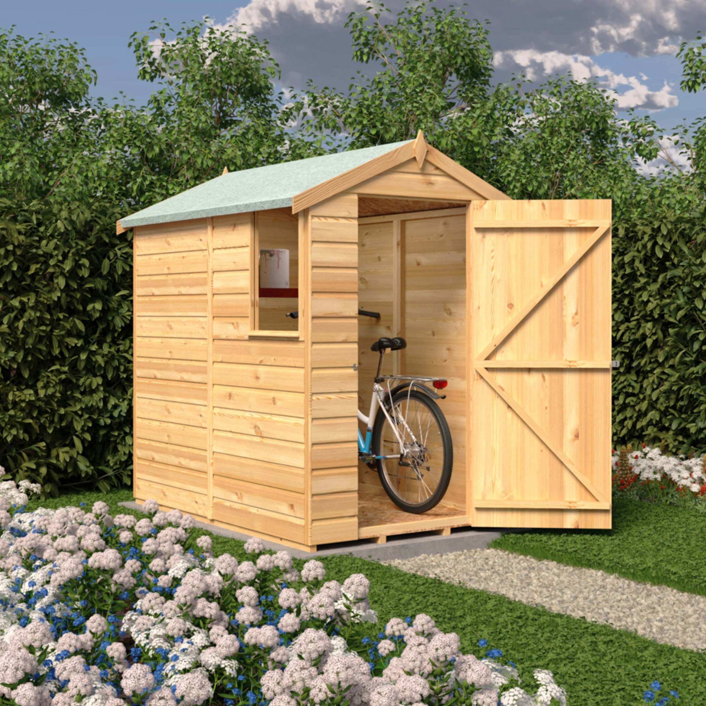 Shire Light/Green Shetland Shiplap Apex 6X4 12Mm Interlock Clad Wooden Shed