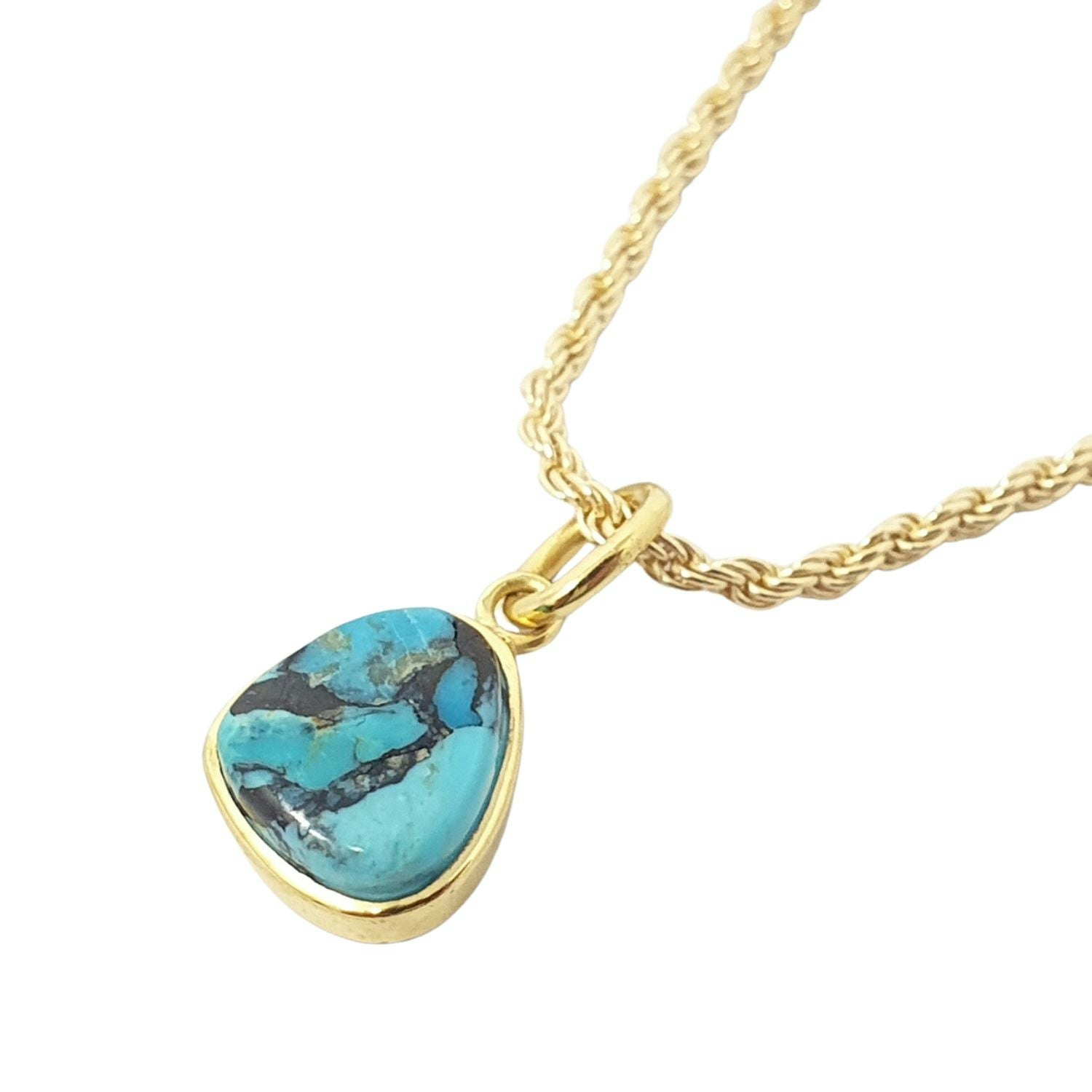 Harfi Gold/Turquoise Statement Vermeil Plated December Birthstone Crystal Rope Necklace