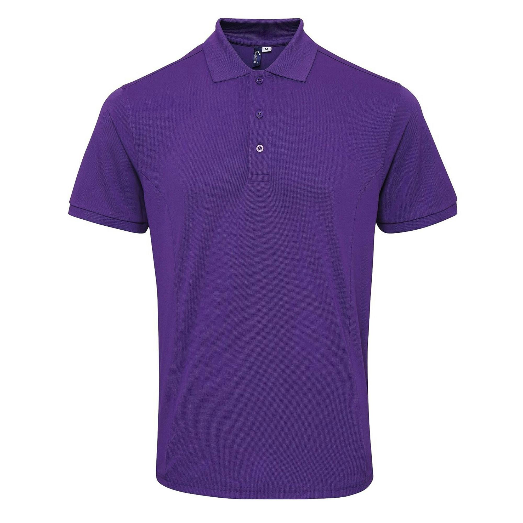 Premier Mens Coolchecker Plus Pique Polo With CoolPlus (Purple) - Size 4XL - Image 3