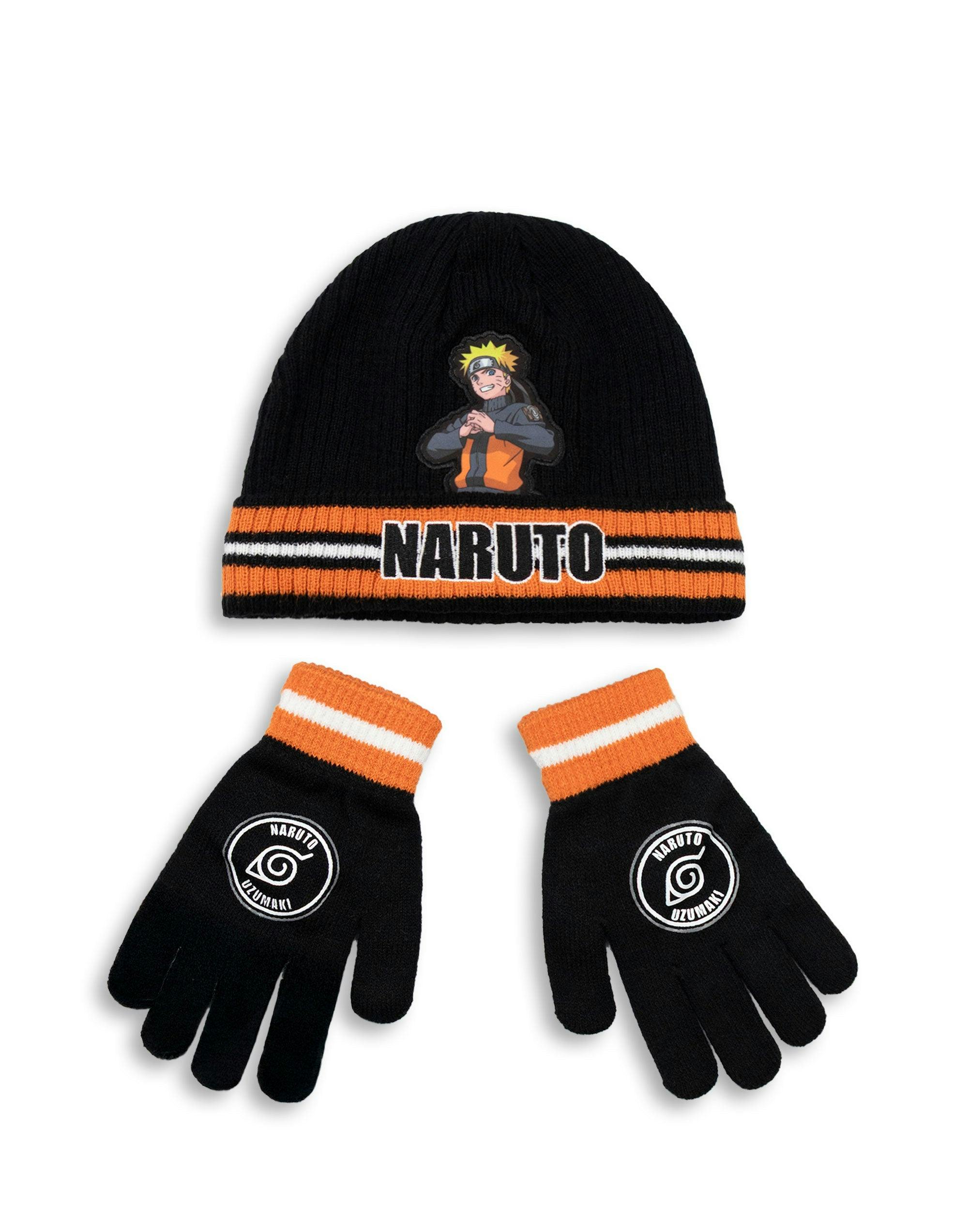 Vanilla Underground Boys Black Naruto Character Beanie And Gloves Set (One Size)