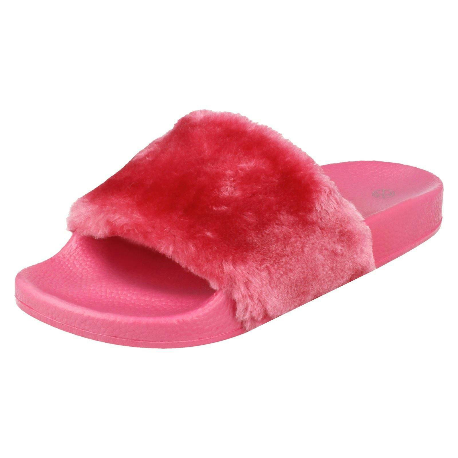 Spot On Women's Pink Flat Slip On Mule Sandals - Uk 7