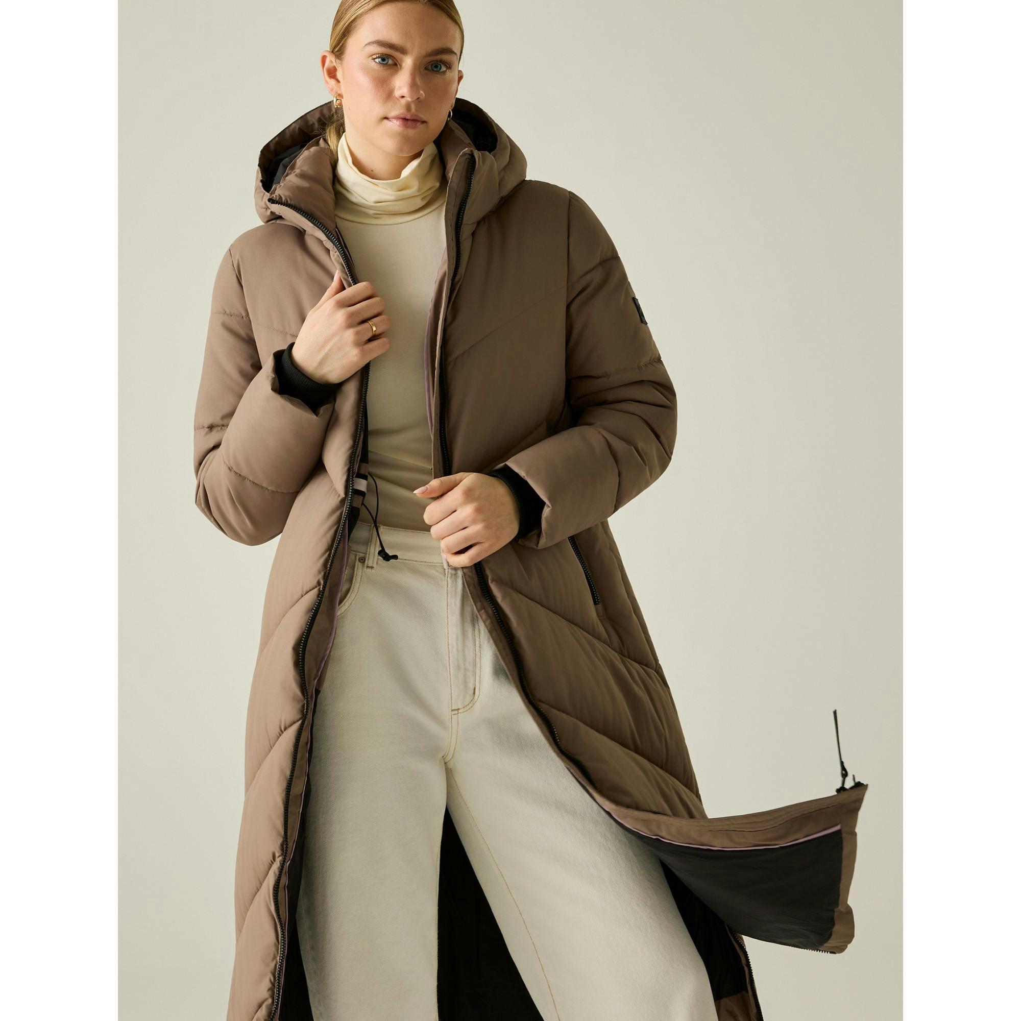 Regatta Women's / Merida Long Length Padded Jacket - Mocha - 16 Uk - Mocha - 100% Mixed