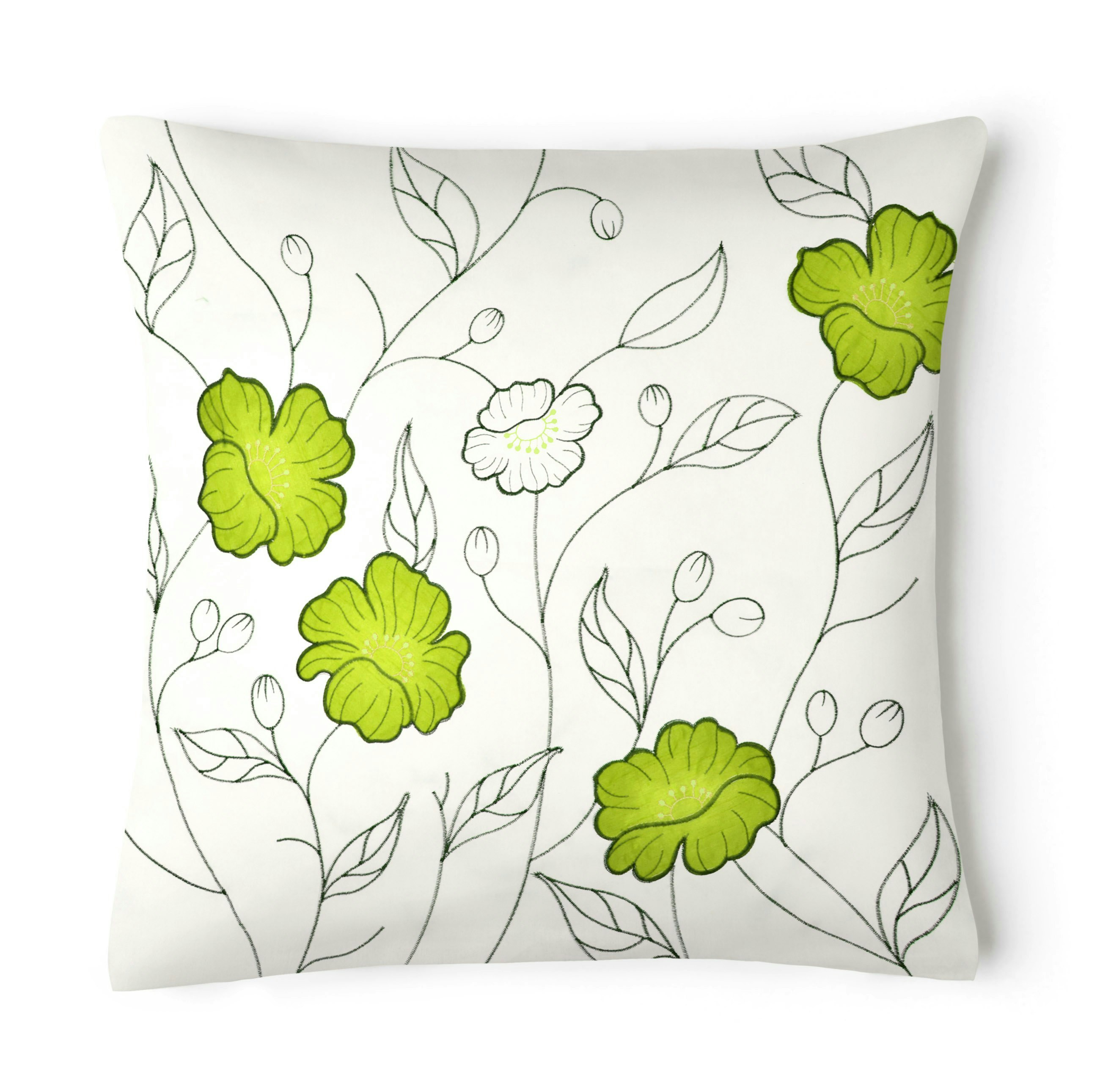 Intimates Green Stunning Applique Embroidered Floral Cushion - 56Cm X 56Cm