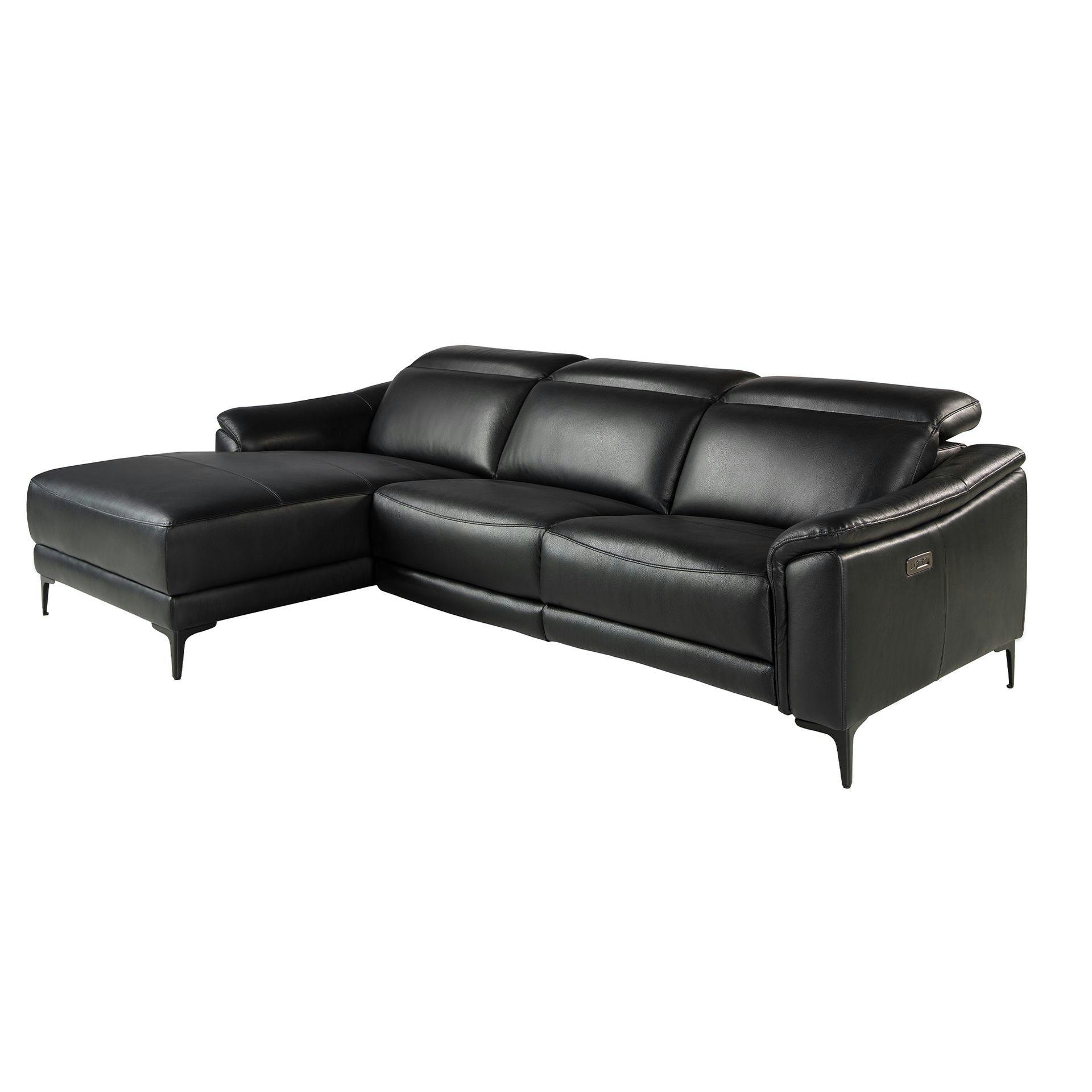 Rackhams Black Relax Corner Sofa In Leather 6205/6206 - Left