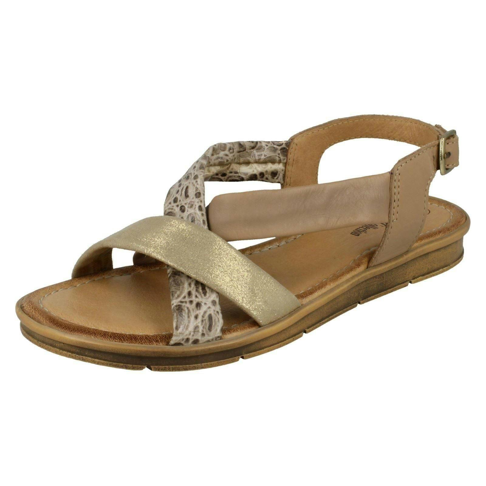 Leather Collection Women's Flat Slingback Sandals - Camel - Uk 8