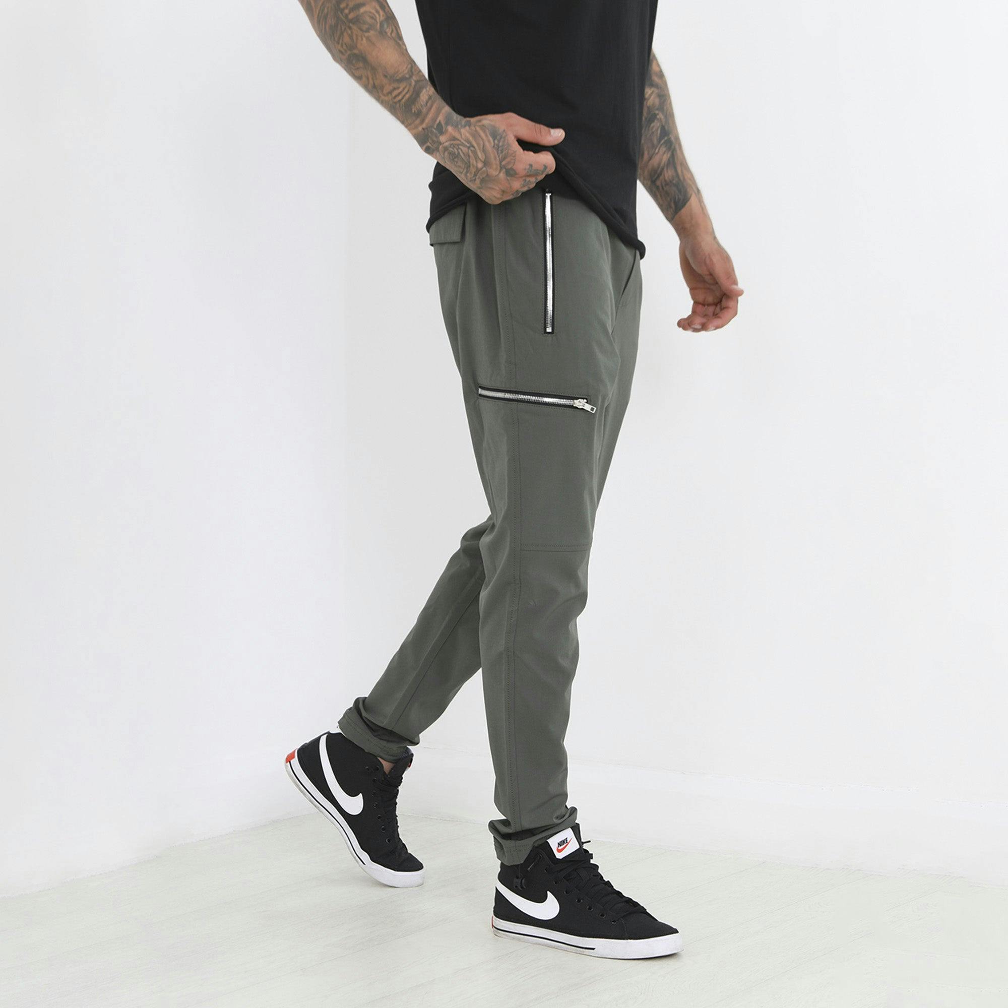 Brave Soul Elasticated Waist Utility Trousers - Khaki - Khaki - 34