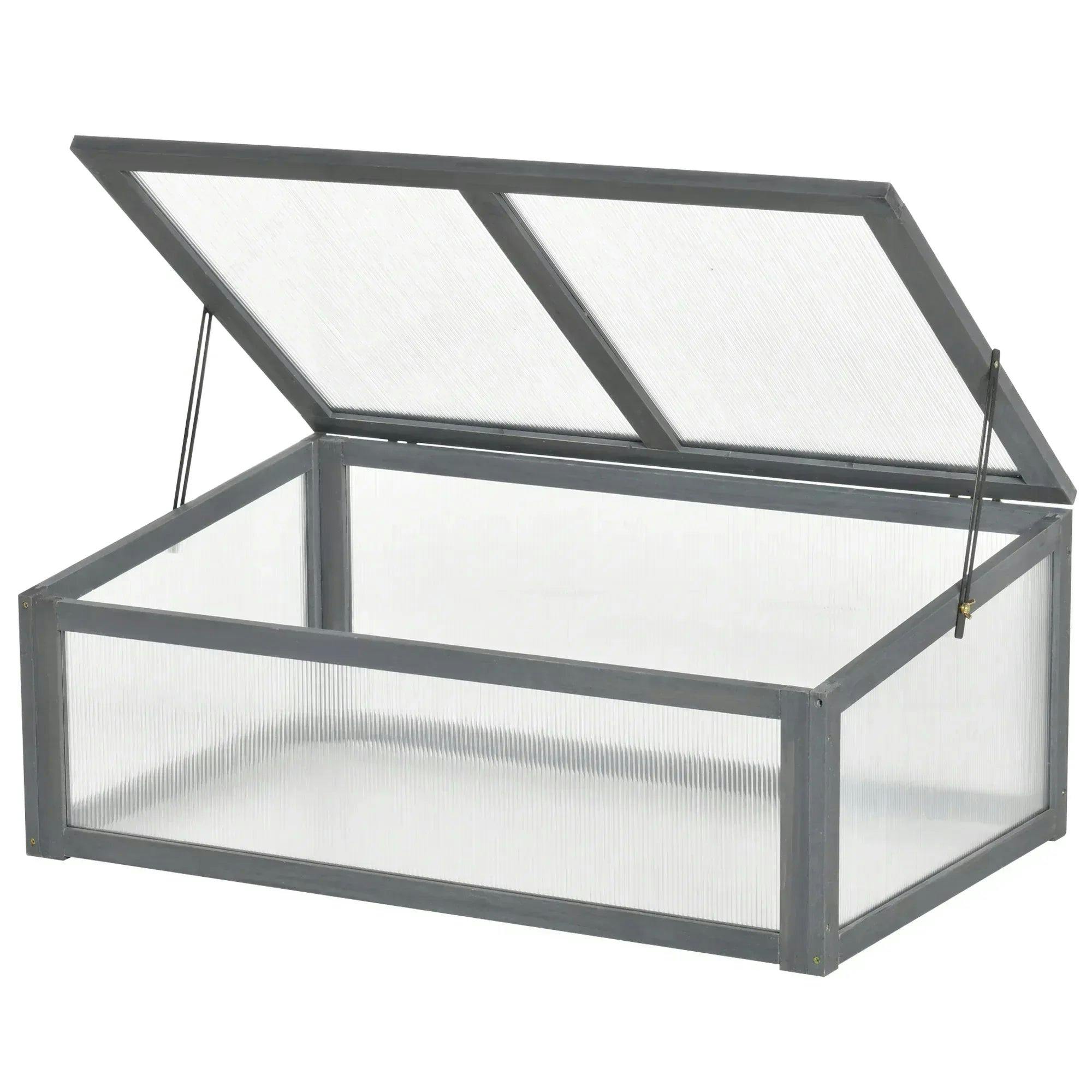 Outsunny Square Wooden Outdoor Greenhouse For Plants Pc Board 100 X 65 X 40Cm - Image 4