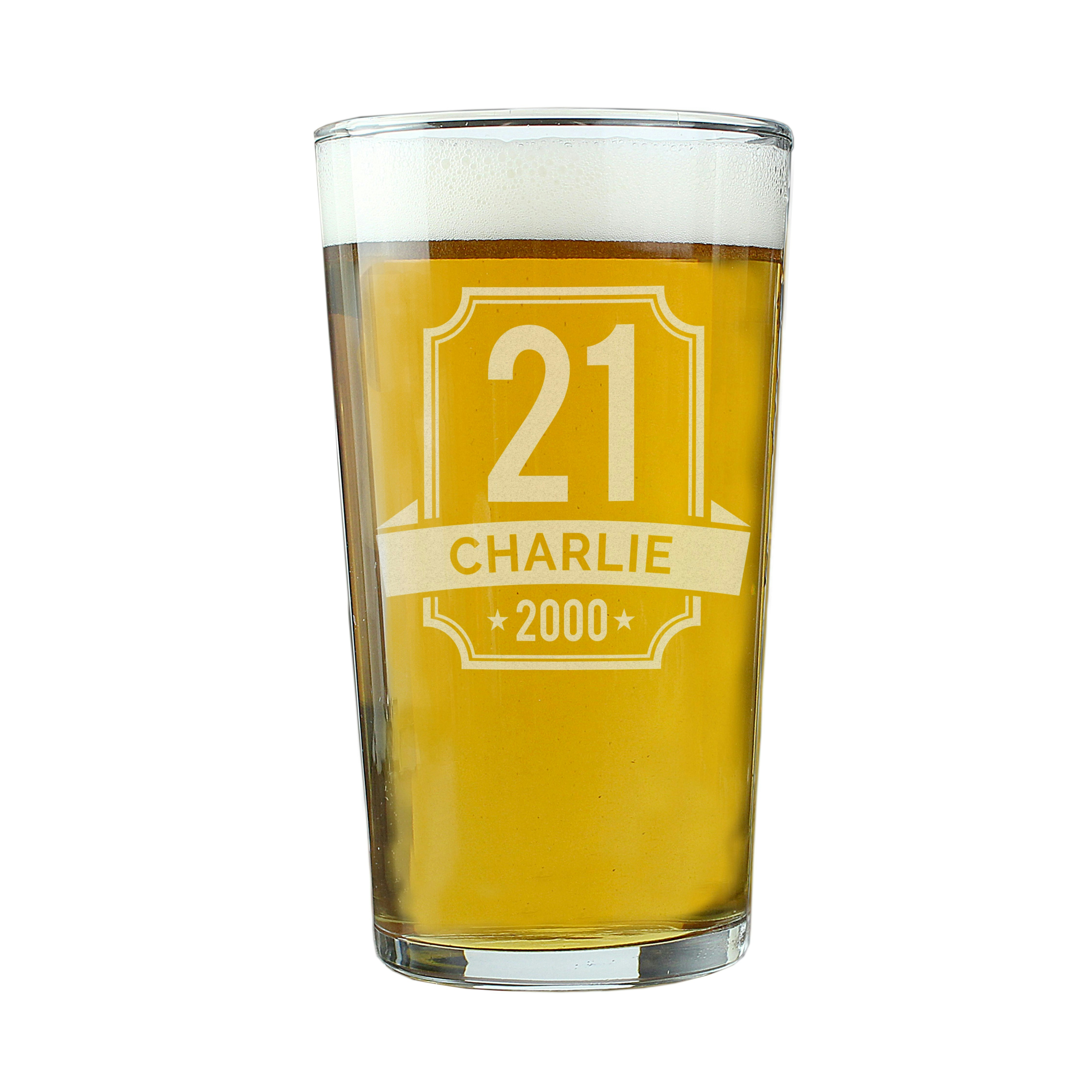 Rackhams Personalised Big Age & Name Birthday Pint Glass