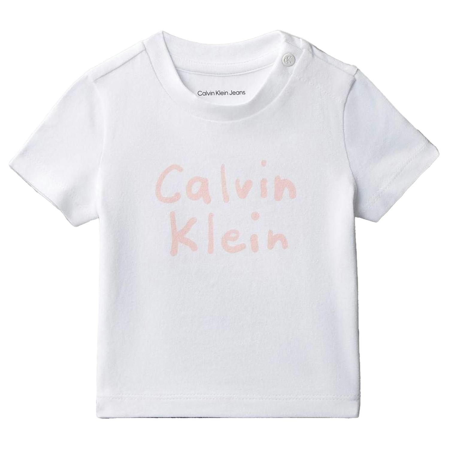 Calvin Klein White Baby Logo T-Shirt - 24 Months - 94% Cotton/6% Elastane