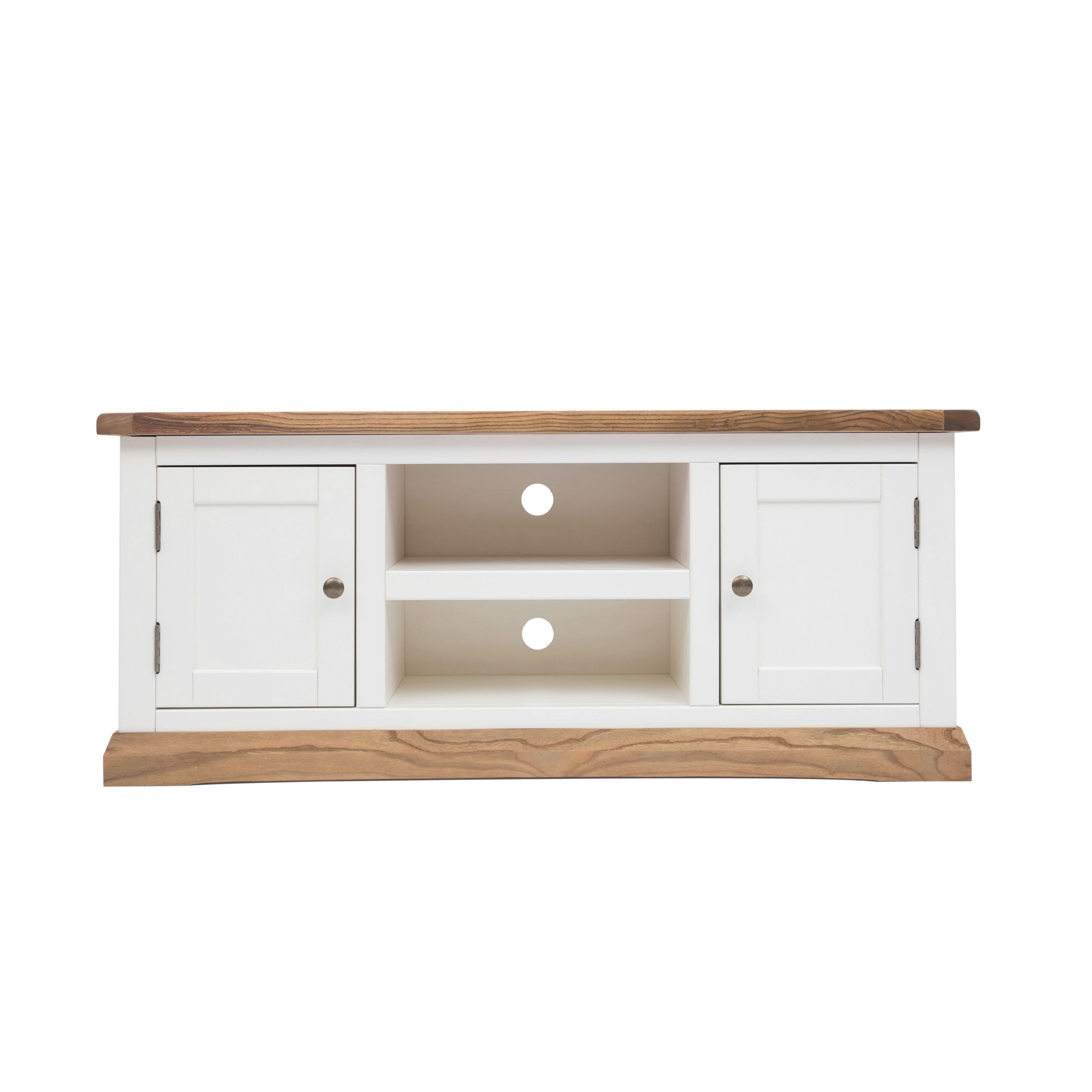 Rackhams White Tropea Off 2 Door Tv Cabinet Brass Knob - Off