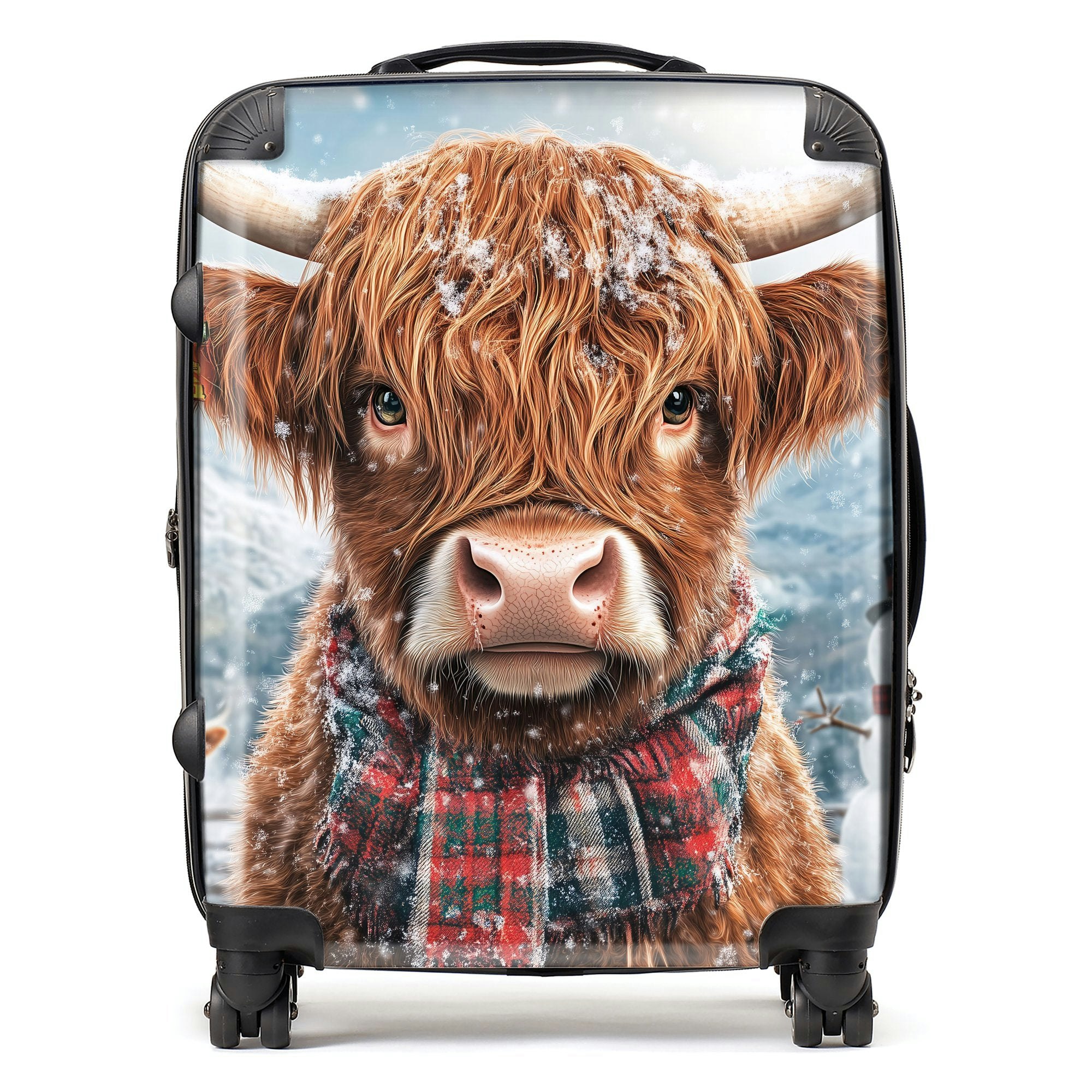 Warren Reed Snowy Highland Cow Suitcase - Large