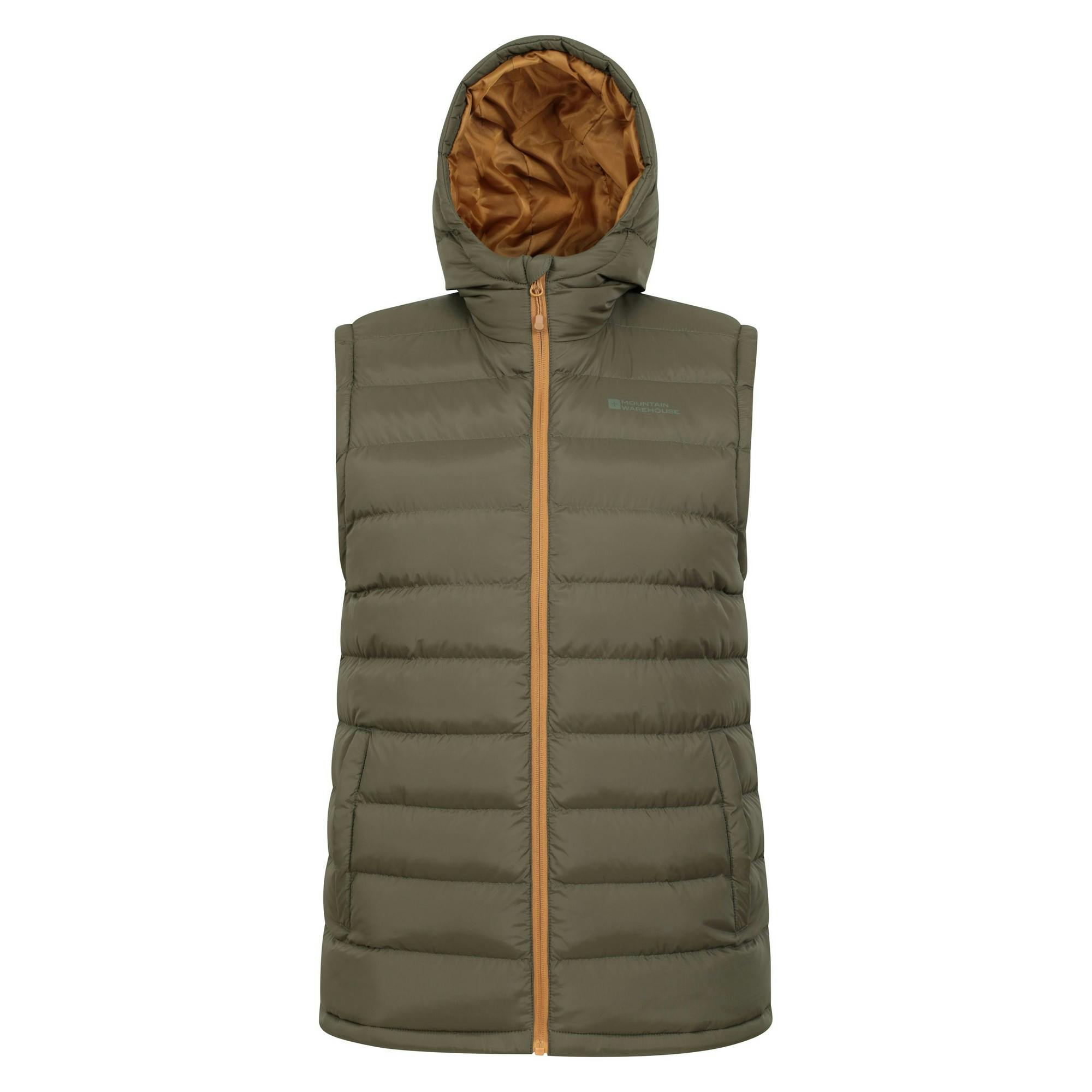 Mountain Warehouse Men's Dark Seasons Hooded Padded Gilet - Khaki - S - Khaki - 60% Polyamide/40% Polyester
