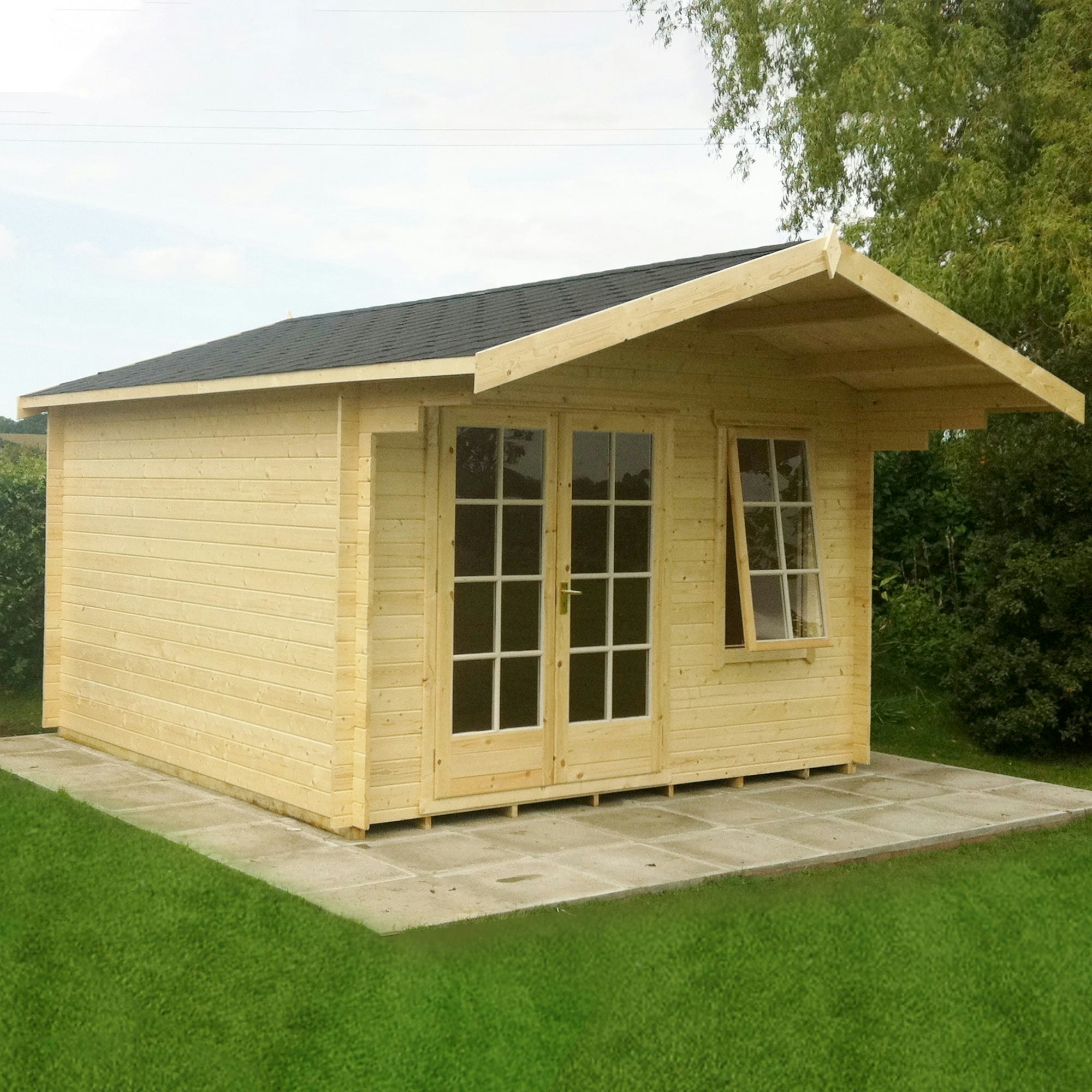 Rackhams Light/Grey Glenmore 12Gx12 Log Cabin 28Mm Interlock Cladding