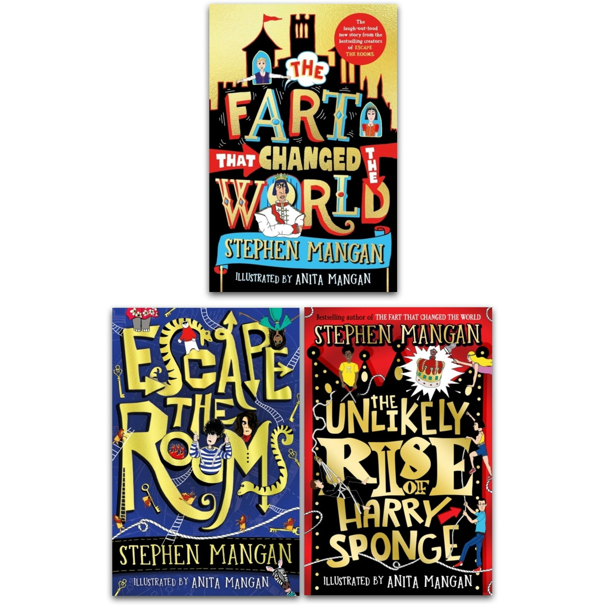 Scholastic Stephen Mangan Book Set The Fart That Changed The World, Escape The Rooms & More Size 3