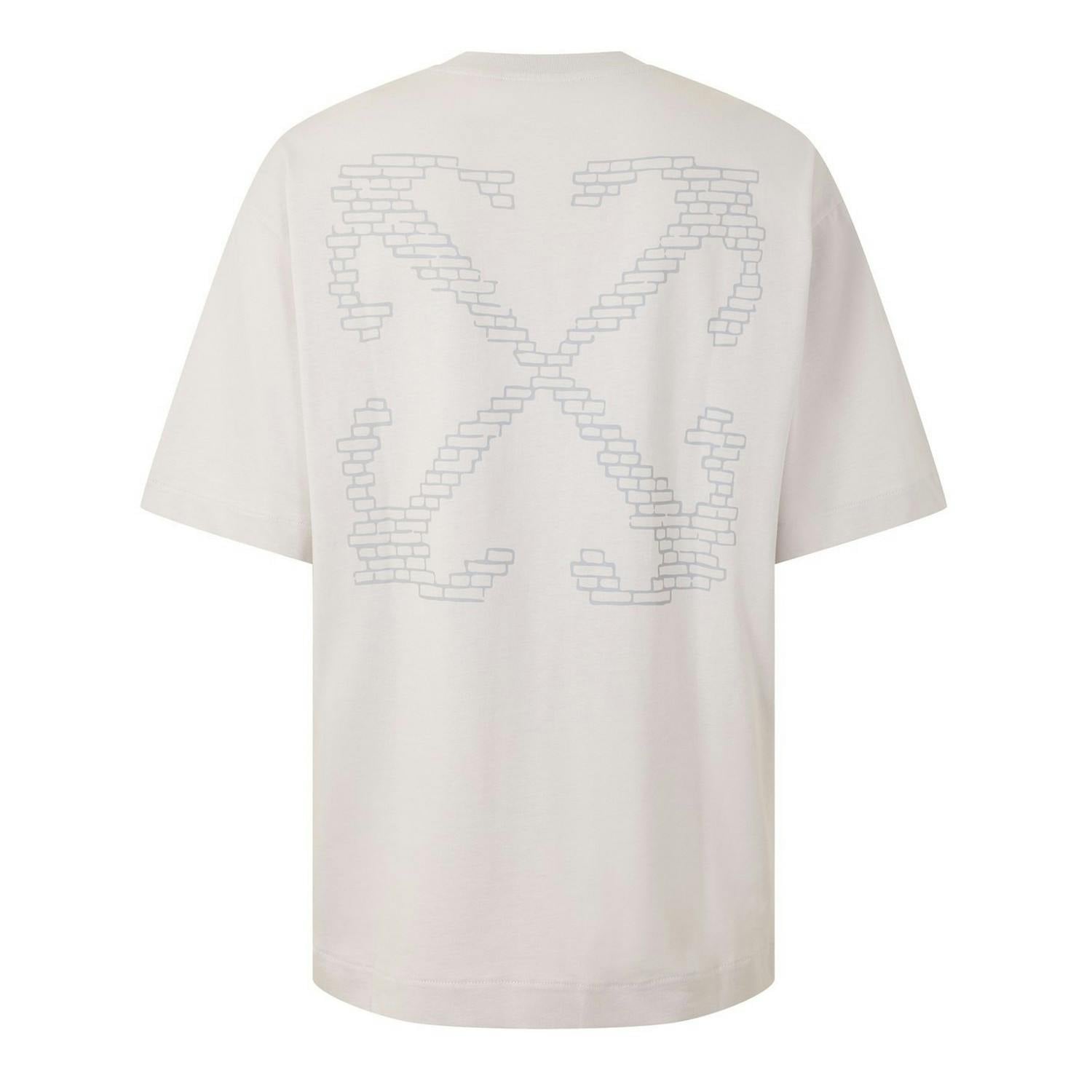 Off-White Men's White/Light Off- Off Brics Cotton Regular T-Shirt - Stone - Xs - Stone - 100% Cotton