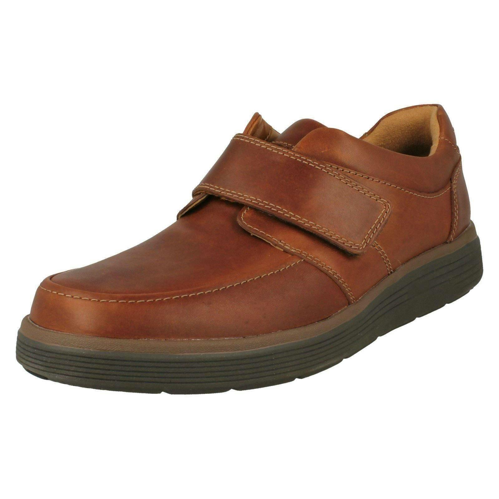 Clarks Men's Dark Hook & Loop Formal Moccasins Un Abode Strap - Tan - Uk 9.5 - G