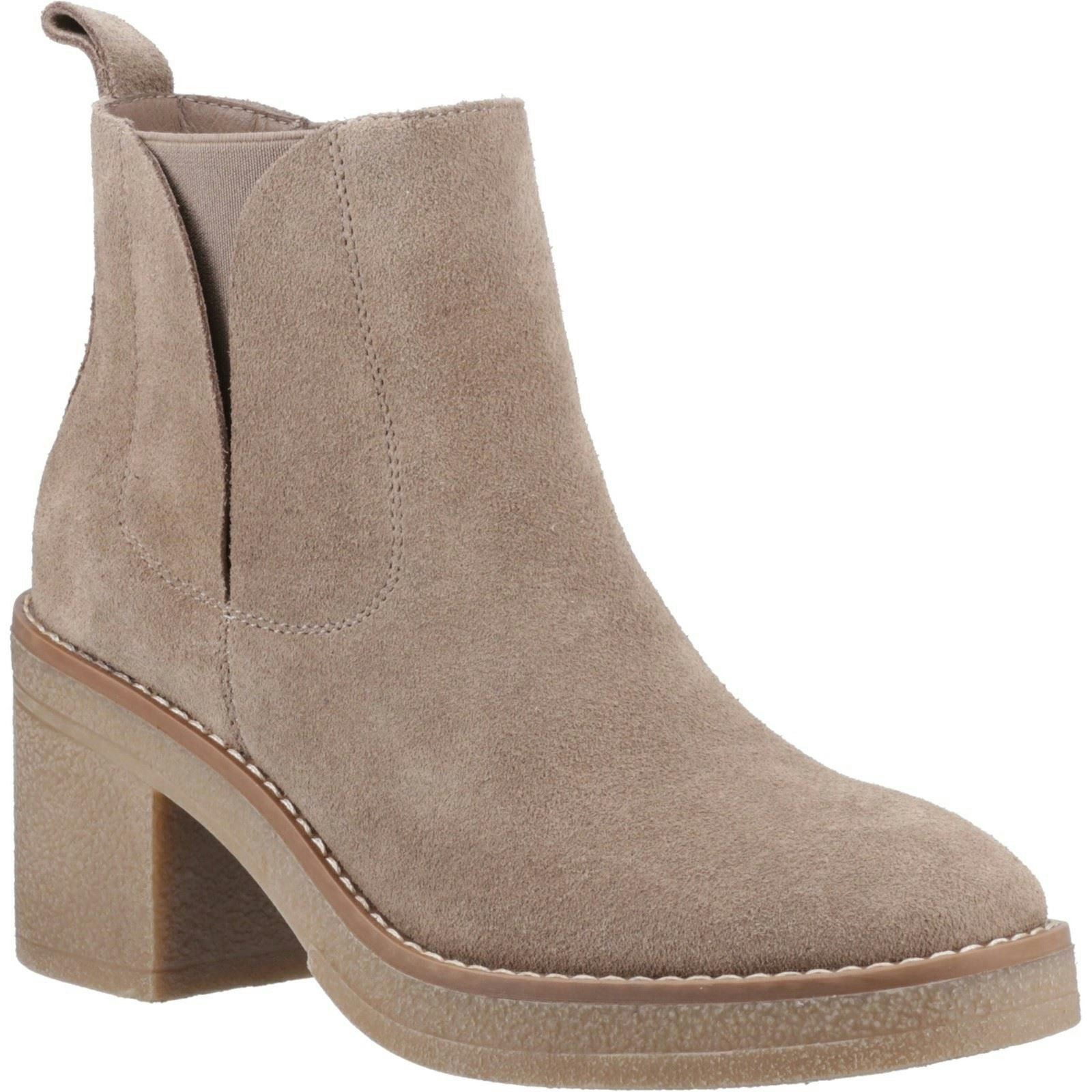 Hush Puppies Women's Felicia Suede Taupe Heeled Chelsea Boots - Size 4