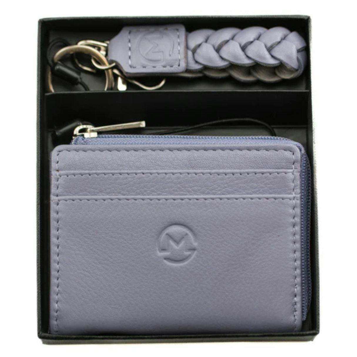 Mala Leather Women's Purple Leather Boxed Giftset - Purse & Keyring