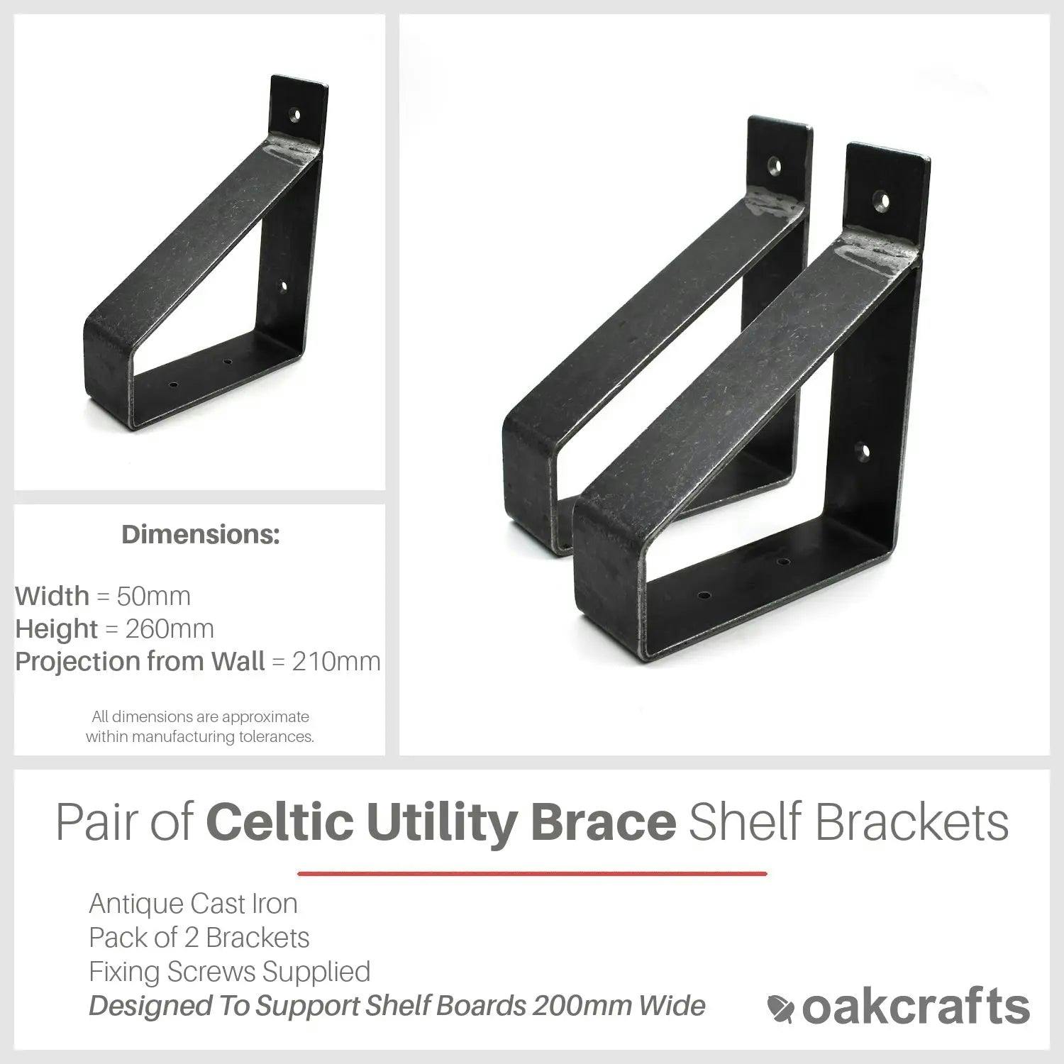 Photos - Other for Repair Rackhams Pair of Antique Cast Iron Celtic Utility Brace Shelf Brackets - 200mm x 260mm