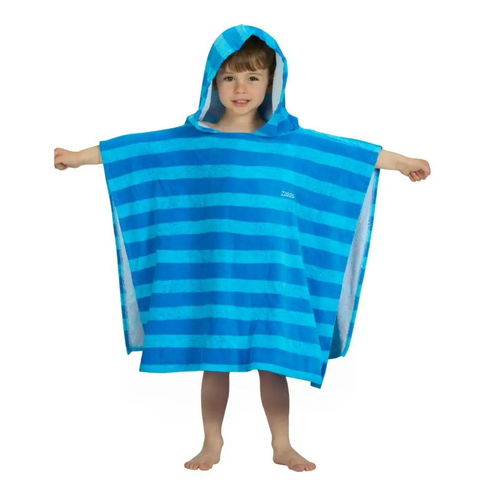 Rackhams Blue Nautical Stripes Kids Poncho Hooded Towel Robe - Age 3-5