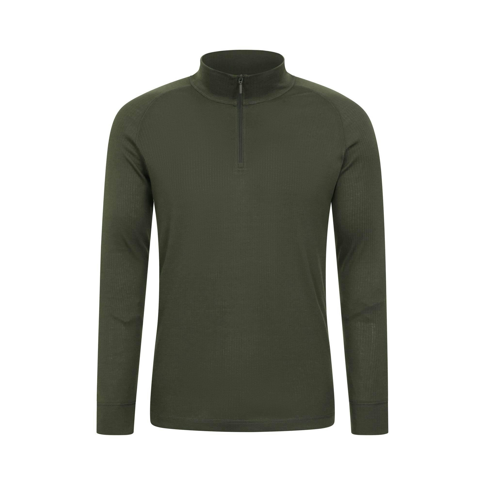 Mountain Warehouse Men's Green Talus Zip Neck Long-Sleeved Thermal Top - Khaki - 4XL - Khaki - 100% Polyester