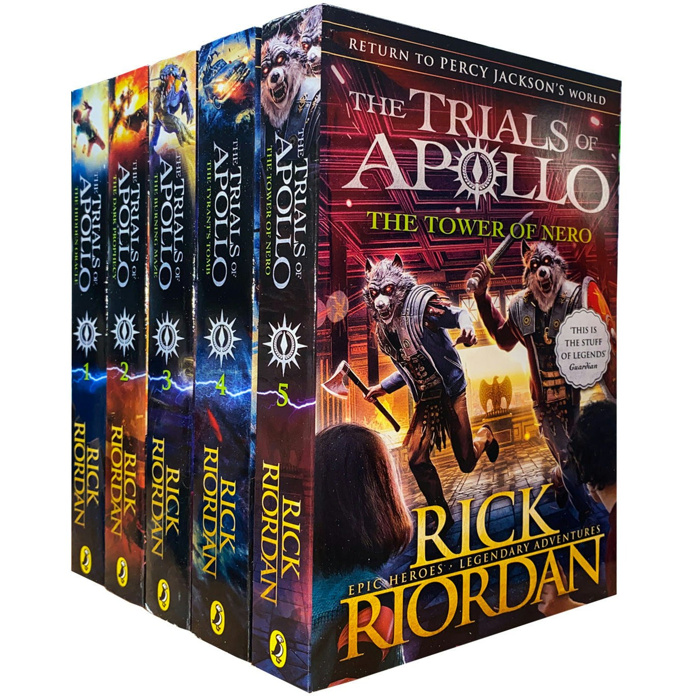 Penguin Boys Dark Rick Riordan Trials Of Apollo Series 5 Books Collection Set - The Tower Of Nero